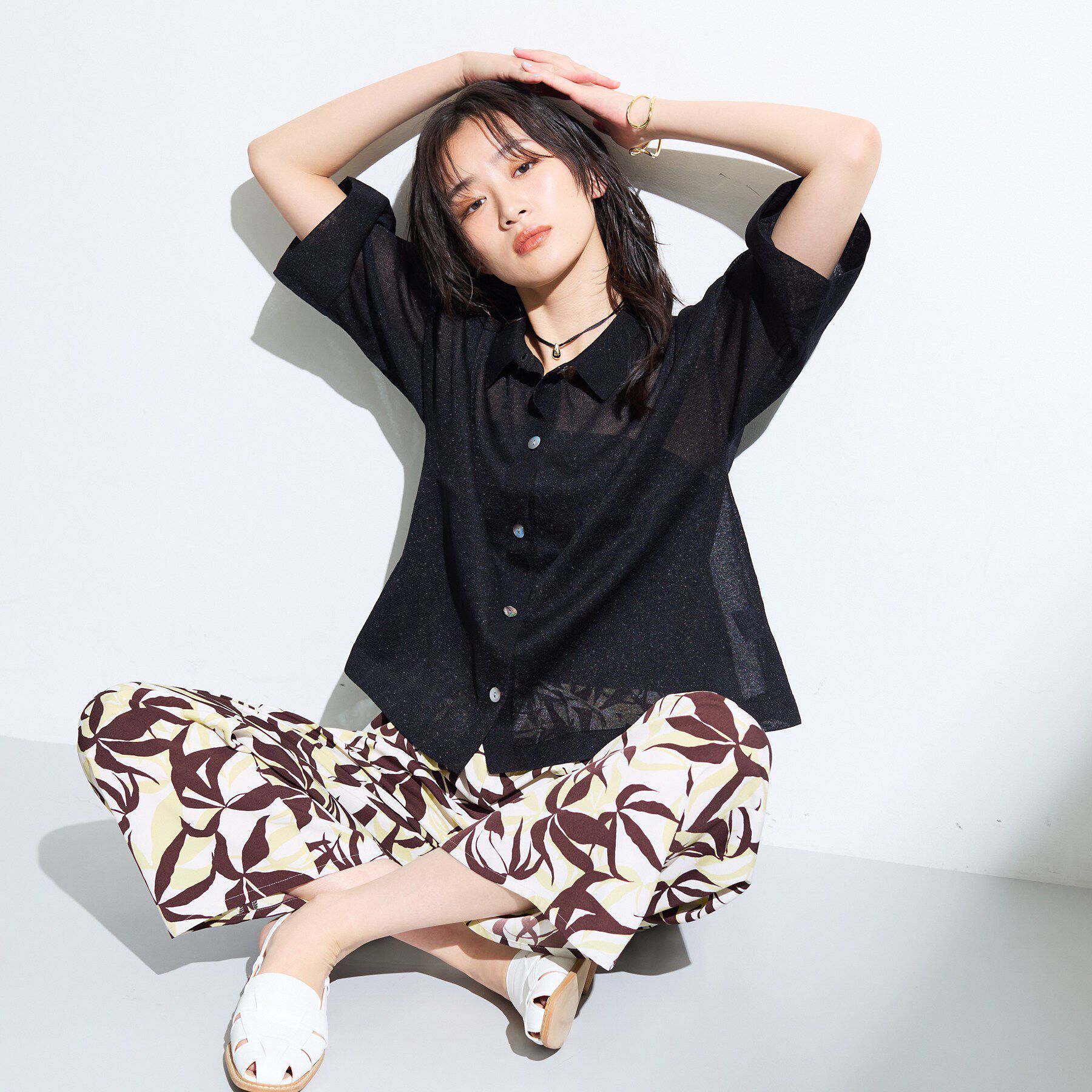 INDIVI「【洗える／シアー】衿付きシャツライクニットカーディガン」|カーディガン|