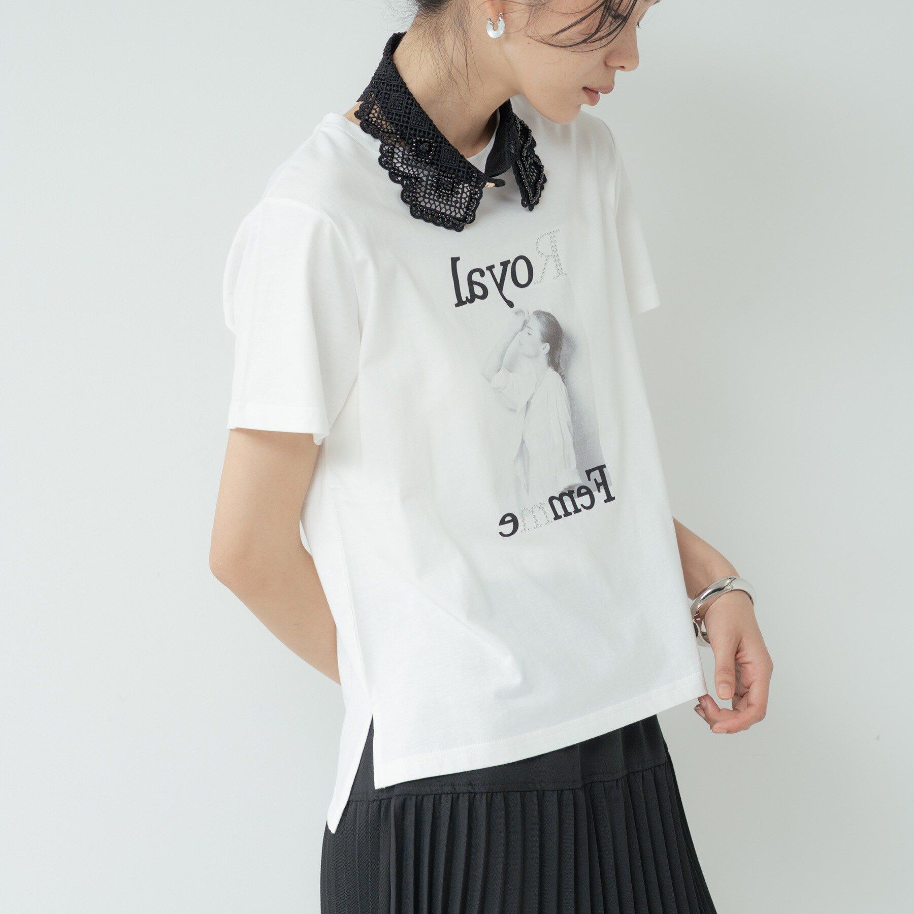 GALLEST「タイポグラフィTシャツ【接触冷感】」|Tシャツ・カットソー|ホワイト(001)