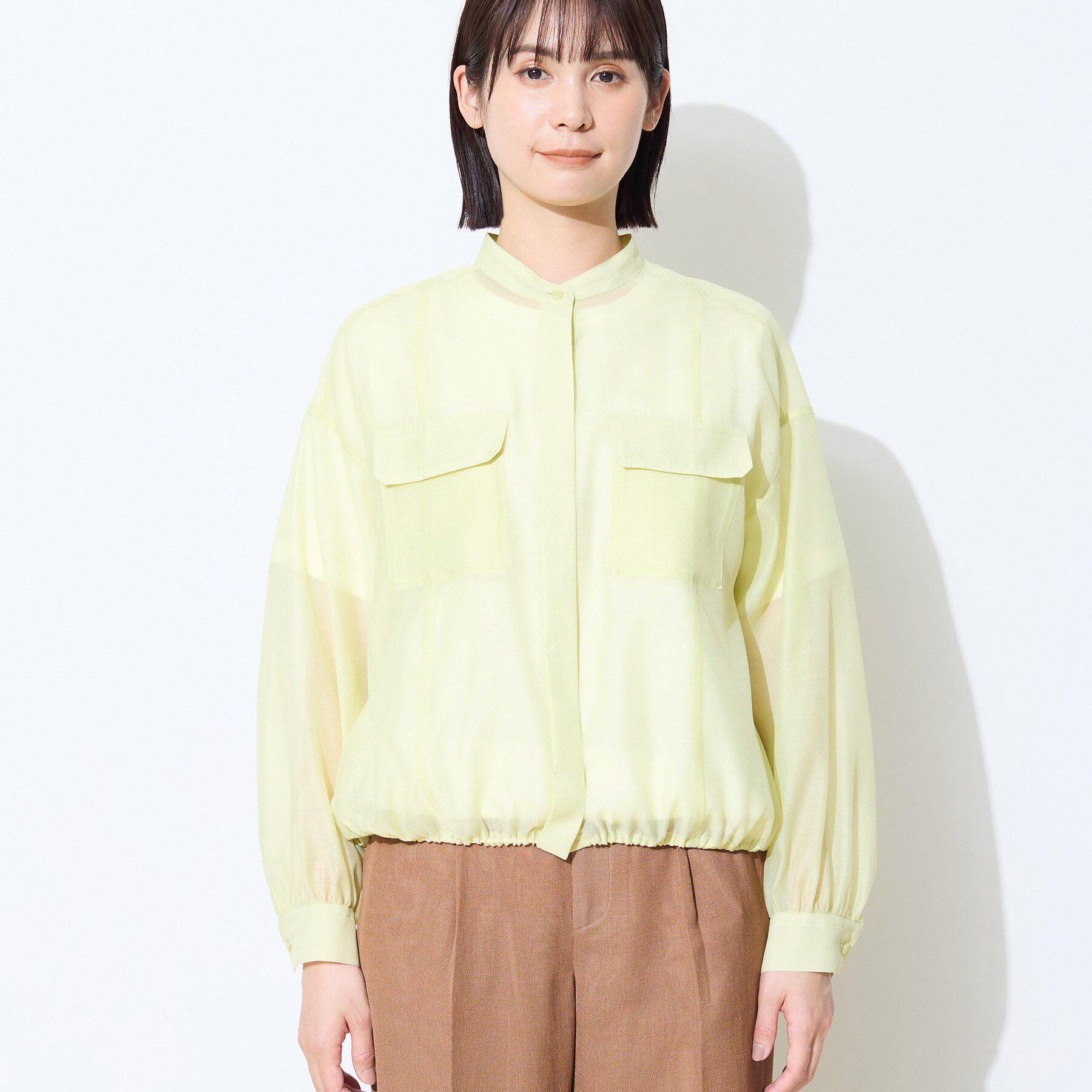 INDIVI「【トレンド／2WAY】裾ドロスト付きシアーブラウスブルゾン」|シャツ・ブラウス|