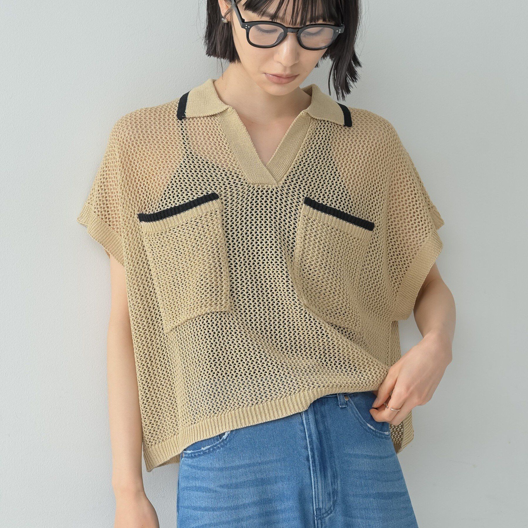 GALLEST「メッシュポロドルマンニット」|ニット・セーター|