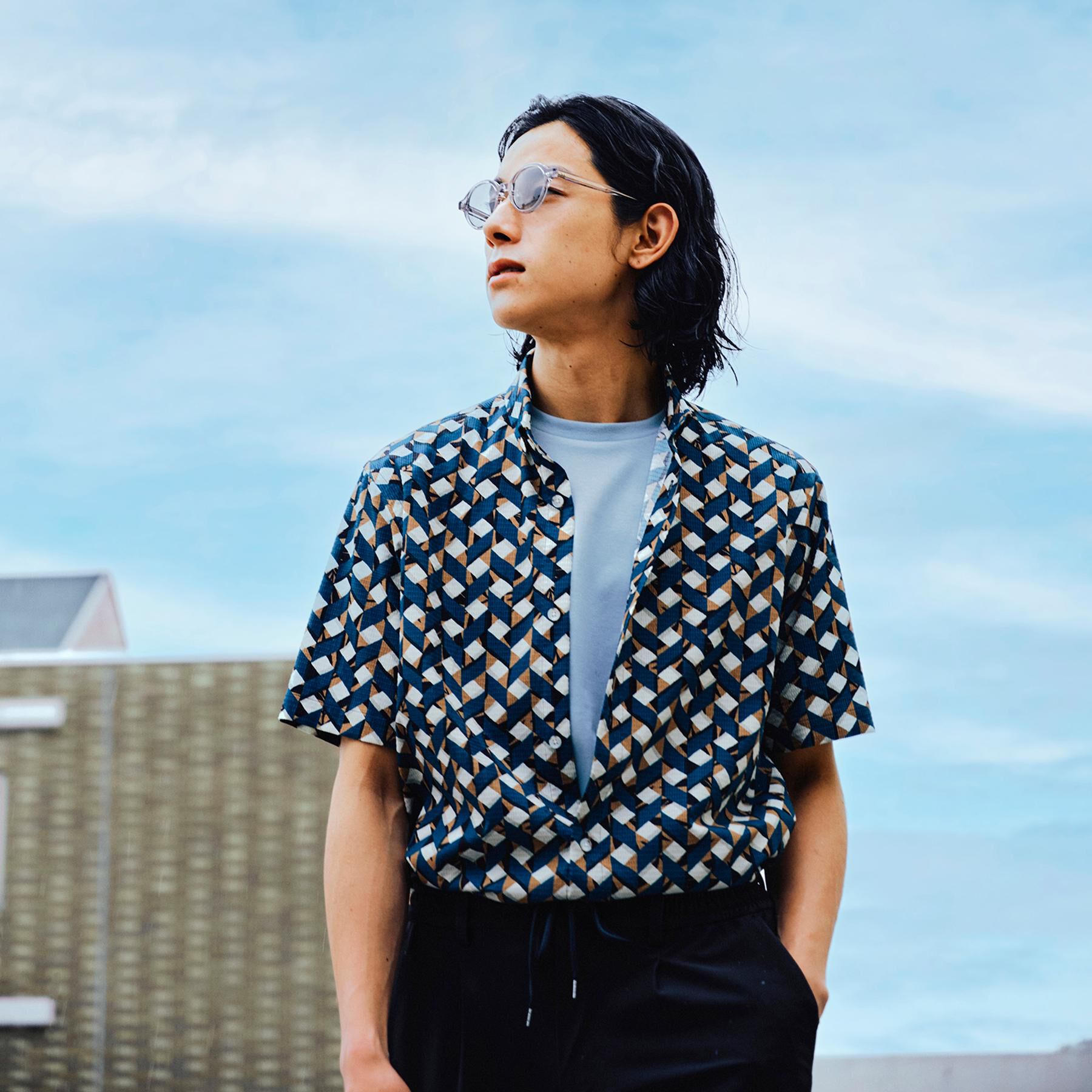 TAKEO KIKUCHI「【COOL CITY WEAR】籠目アート柄 サッカーシャツ /通気性」|シャツ・ブラウス|
