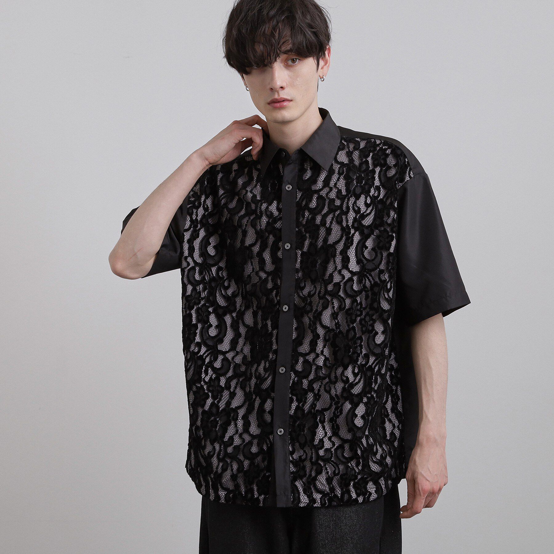 tk.TAKEO KIKUCHI「【この夏大注目！】シャドウフラワーレースデザインシャツ/半袖/夏服/花柄/レース/半袖シャツ/キレイ」|シャツ・ブラウス|