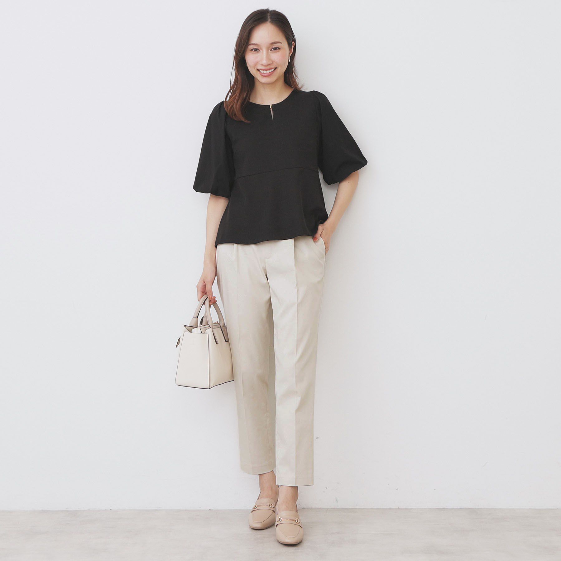 index「《S-LLサイズ》バルーンスリーブペプラムトップス【洗濯機洗い可／接触冷感／UVケア】」|Tシャツ・カットソー|