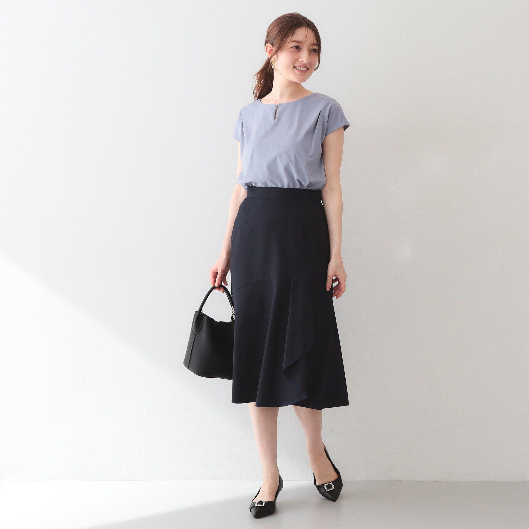 index「【接触冷感】ビジューキーネックフレンチトップス《UVケア／洗濯機OK／XS～3L／8col》」|Tシャツ・カットソー|