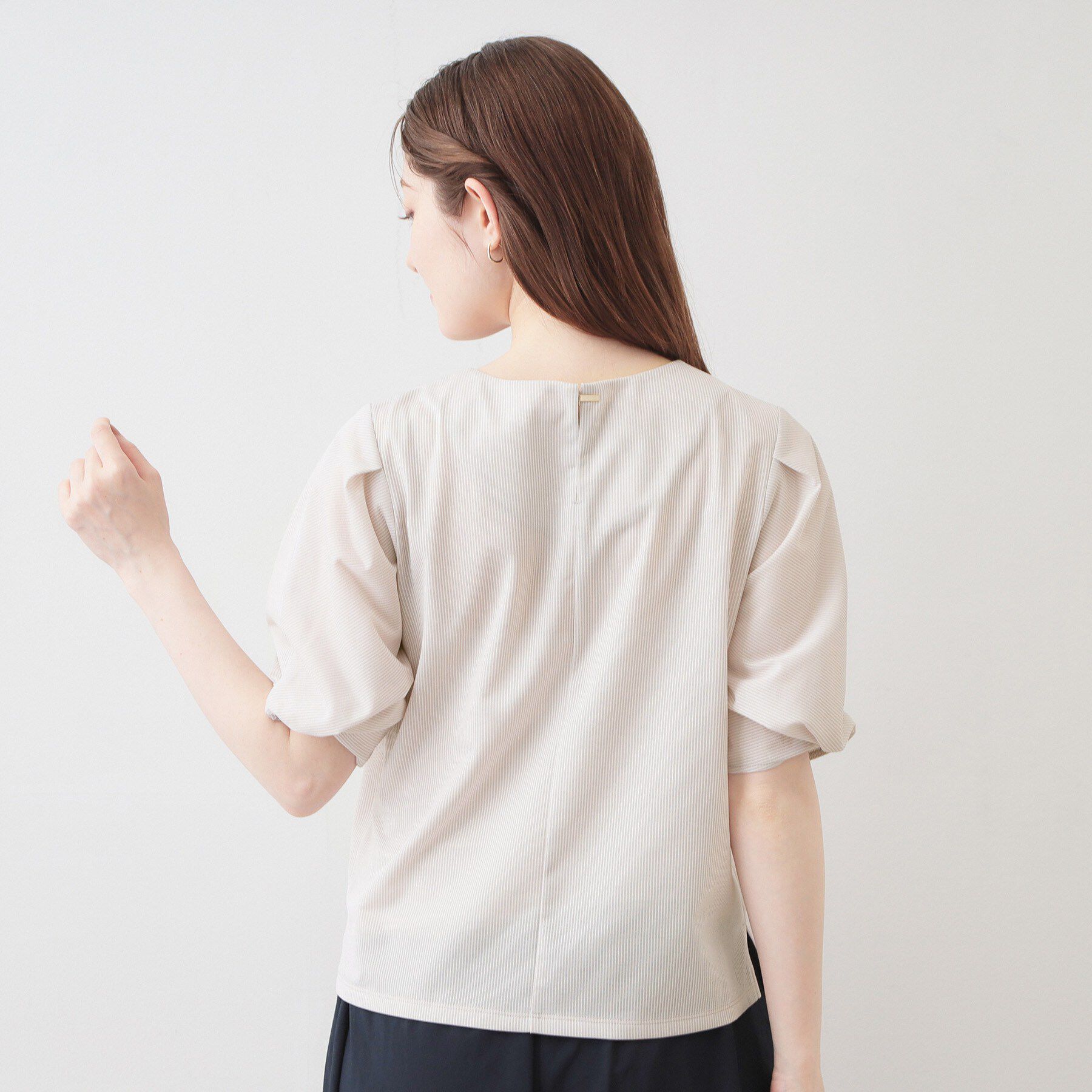 index「【吸水速乾】ストライプ調デザインスリーブトップス《洗濯機OK》」|Tシャツ・カットソー|