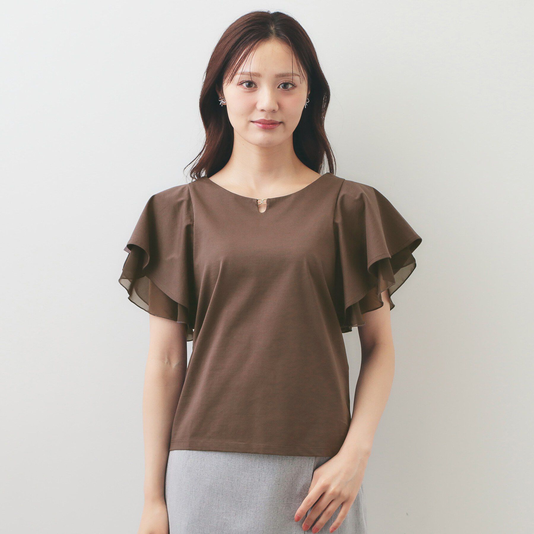 index「【接触冷感／UVケア】シフォンフリルドッキングトップス《洗濯機OK》」|Tシャツ・カットソー|