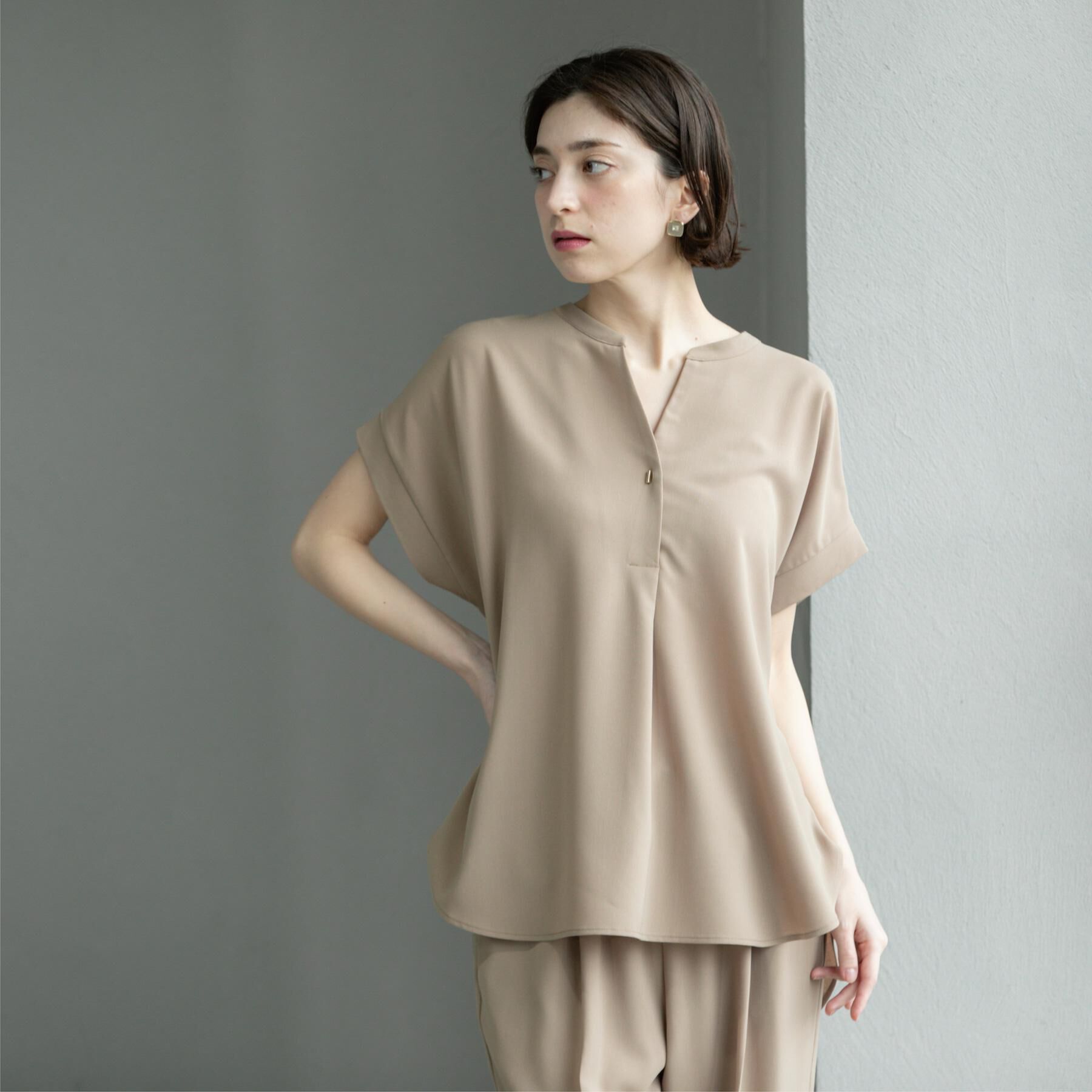 OPAQUE.CLIP「《7色展開／SS-LLサイズ》ストレッチスキッパーブラウス／セットアップ対応【洗濯機洗い可／防シワ】」|シャツ・ブラウス|