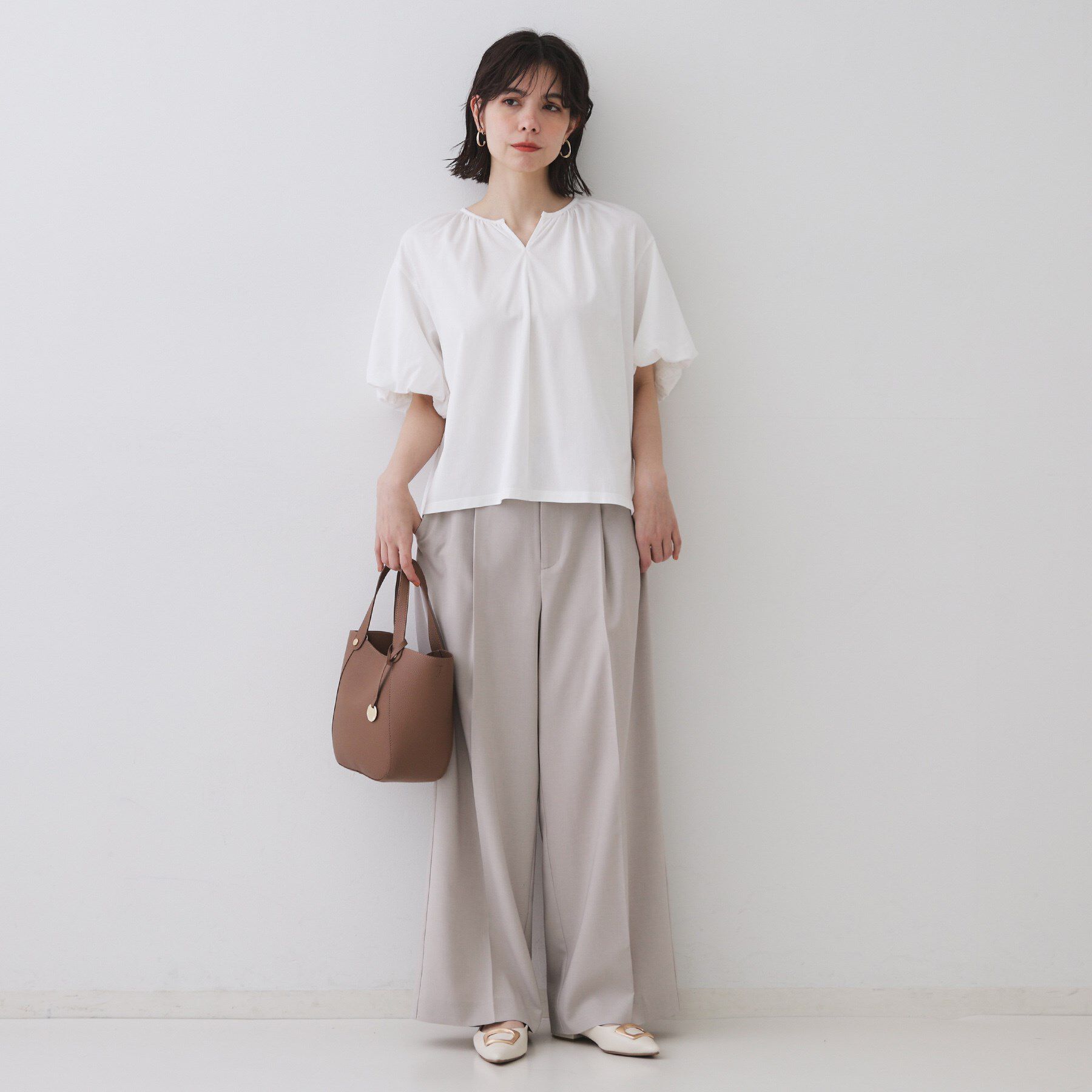 OPAQUE.CLIP「バルーンスリーブトップス／セットアップ対応【UVケア／接触冷感／洗濯機洗い可】」|Tシャツ・カットソー|