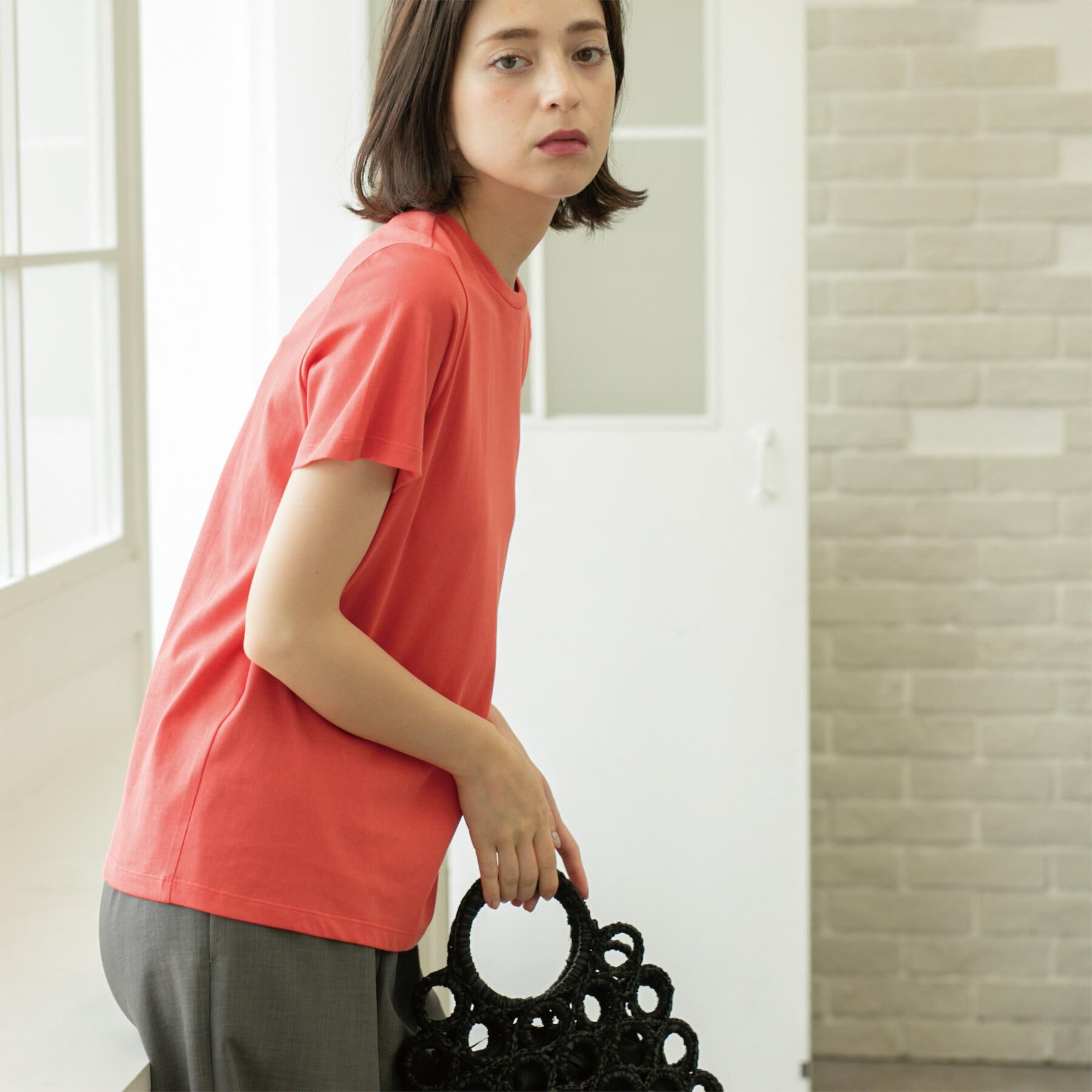 OPAQUE.CLIP「《5色展開》ベーシックTシャツ【洗濯機洗い可／UV／接触冷感】」|Tシャツ・カットソー|オレンジ(067)