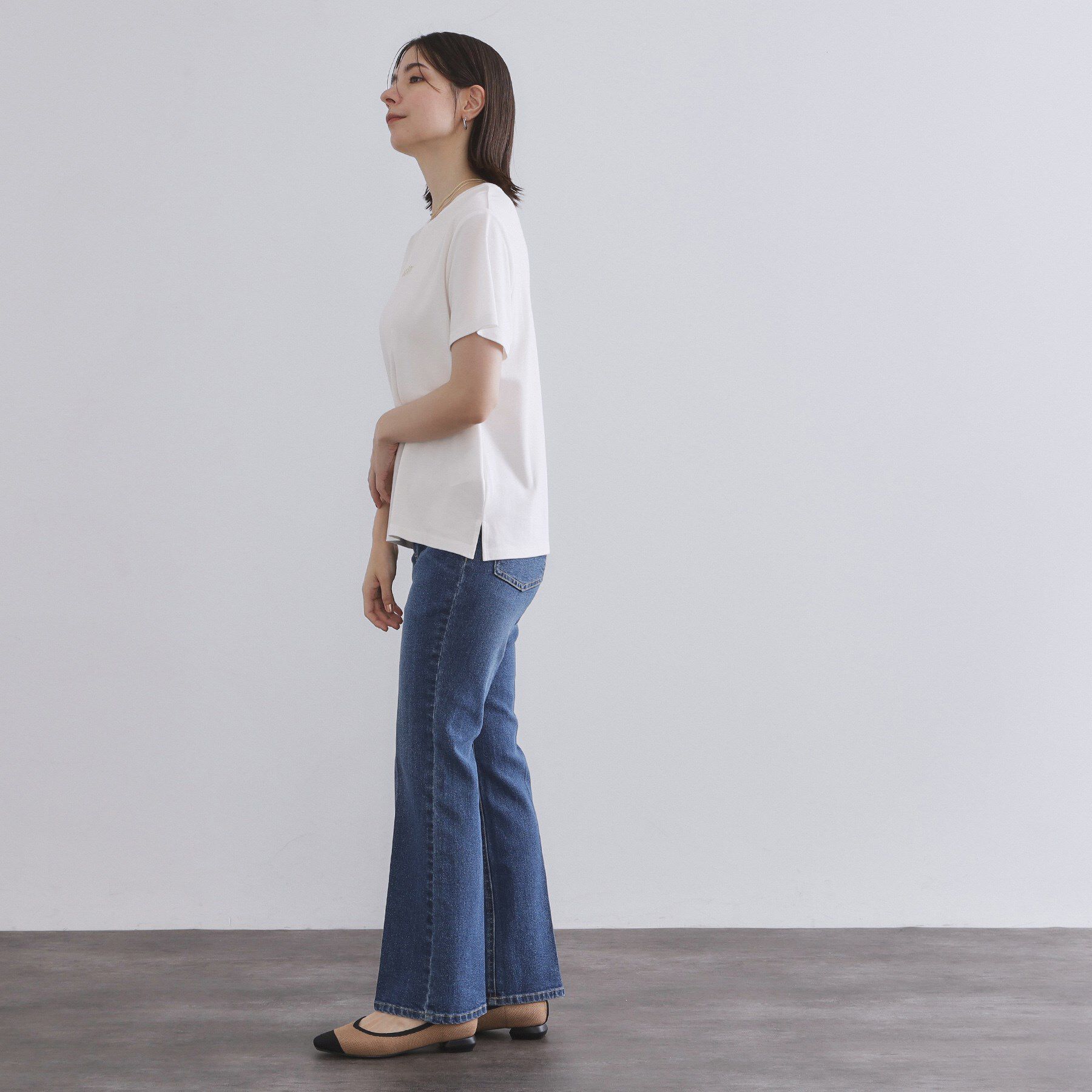 OPAQUE.CLIP「メタリック刺繍ロゴTシャツ【接触冷感／洗濯機洗い可】」|Tシャツ・カットソー|