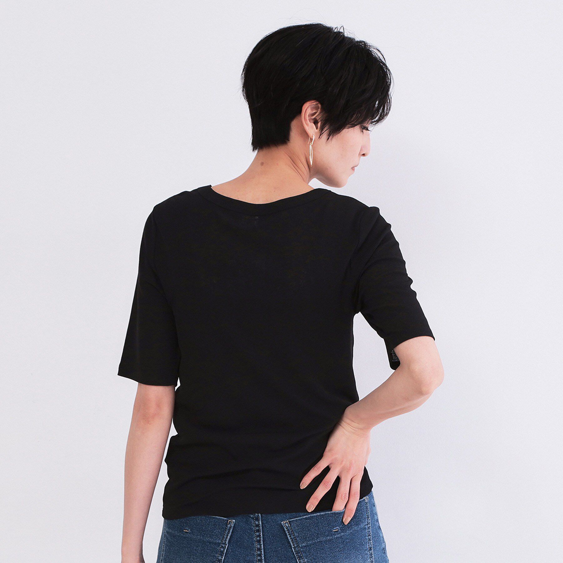 OPAQUE.CLIP「シアーメランジリブカットソー【洗濯機OK】」|Tシャツ・カットソー|
