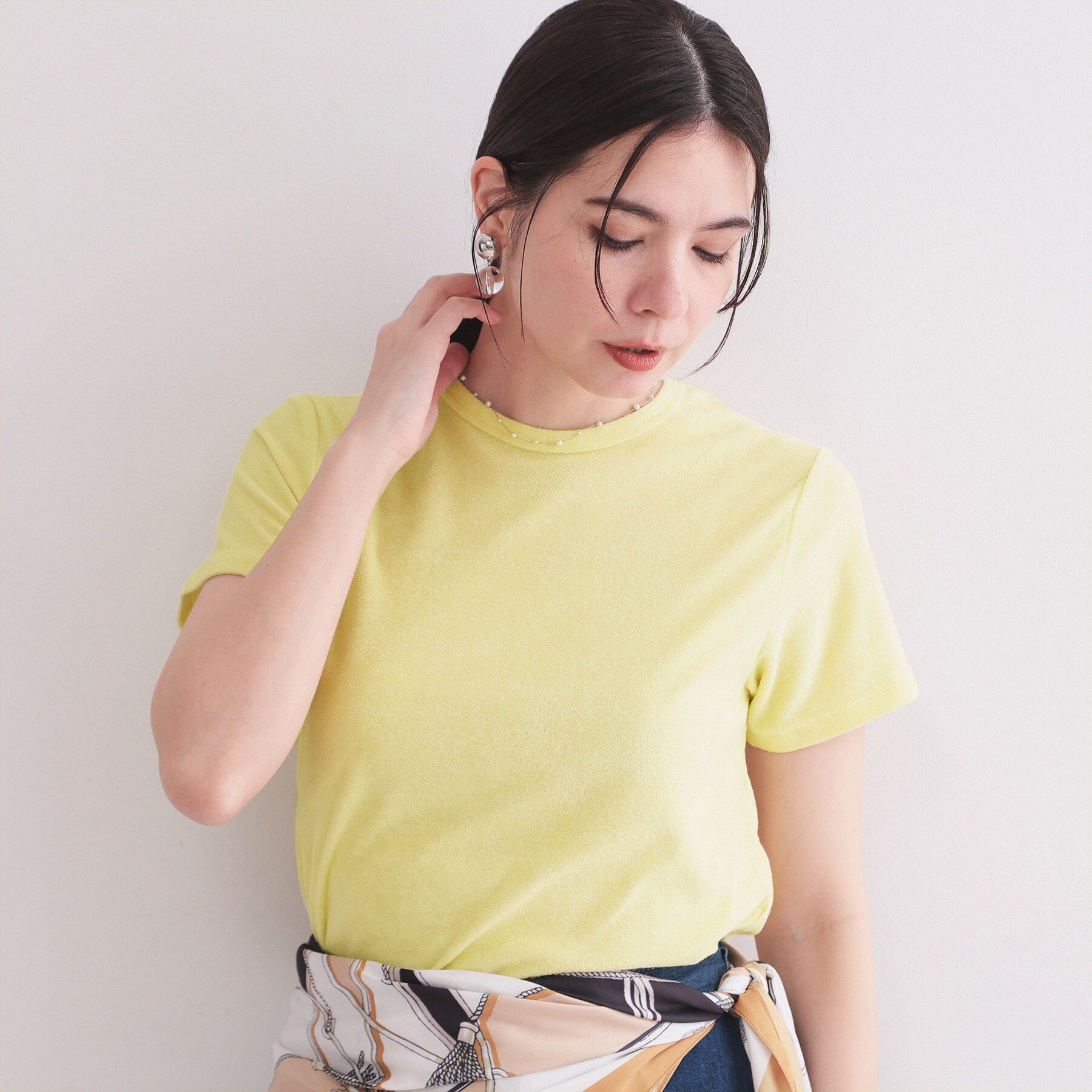 OPAQUE.CLIP「ベーシックパイルTシャツ【洗濯機OK】」|Tシャツ・カットソー|ライトイエロー(03