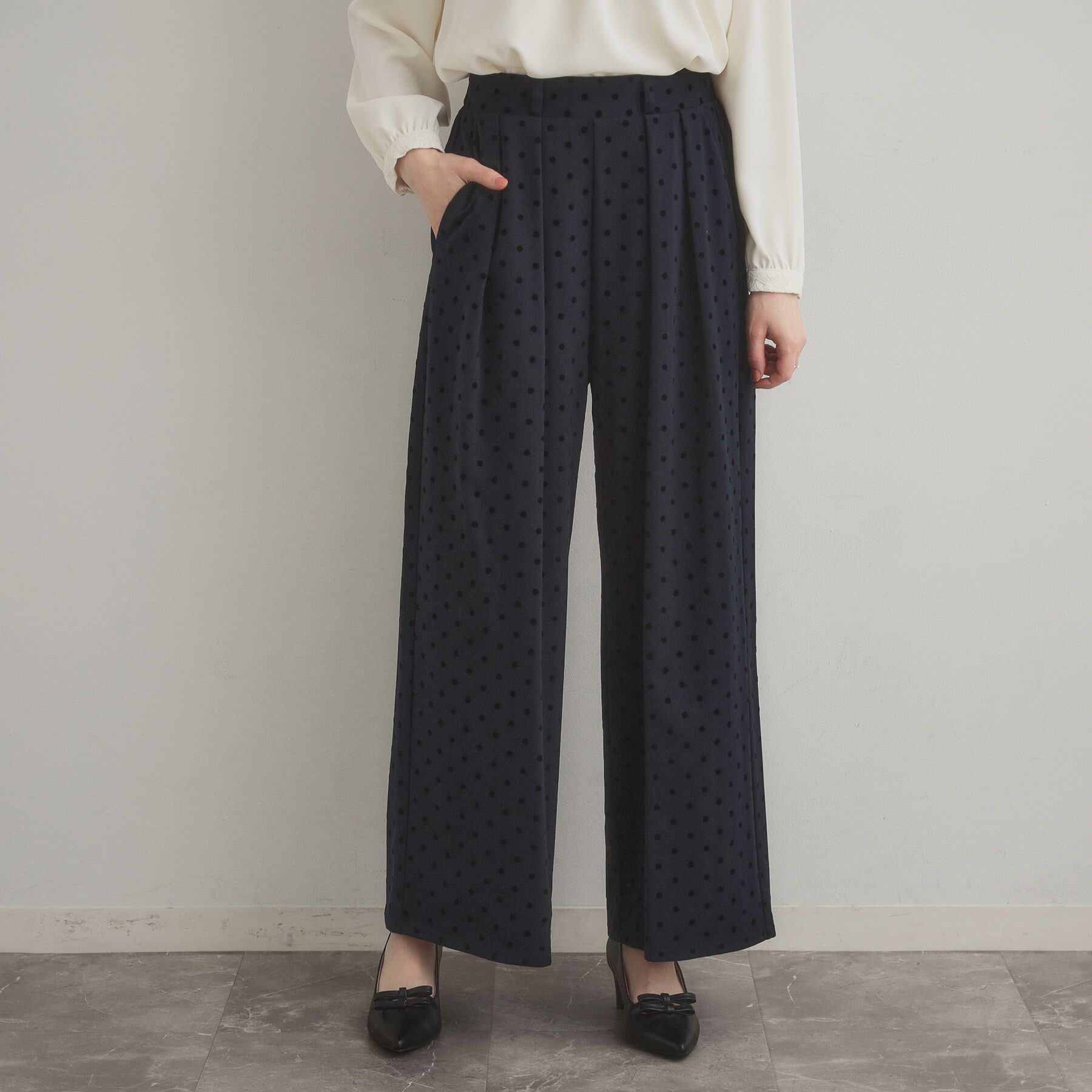 Couture broach「フロッキードットパンツ」|その他|ネイビー(194)