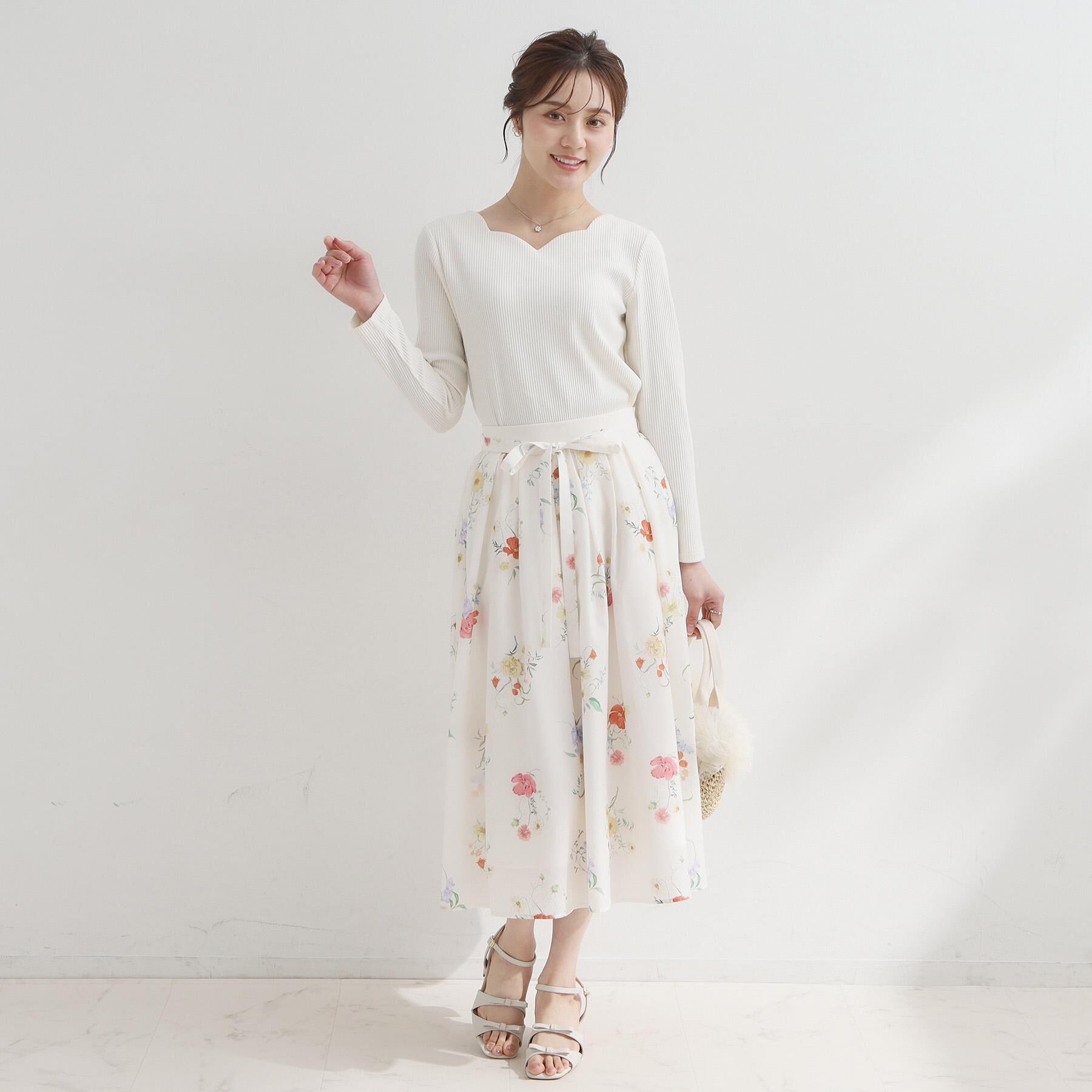 Couture broach「【洗える】ハートネック テレコプルオーバー」|Tシャツ・カットソー|