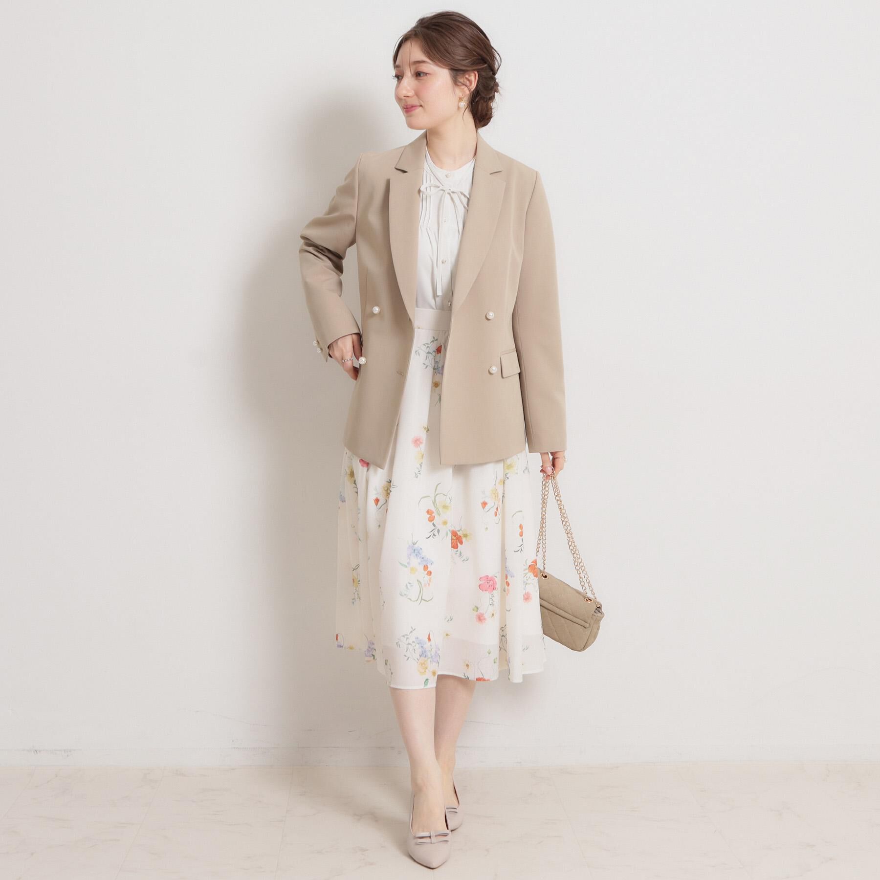 Couture broach「【洗える・通勤】パール調ボタン テーラードジャケット」|テーラードジャケット|