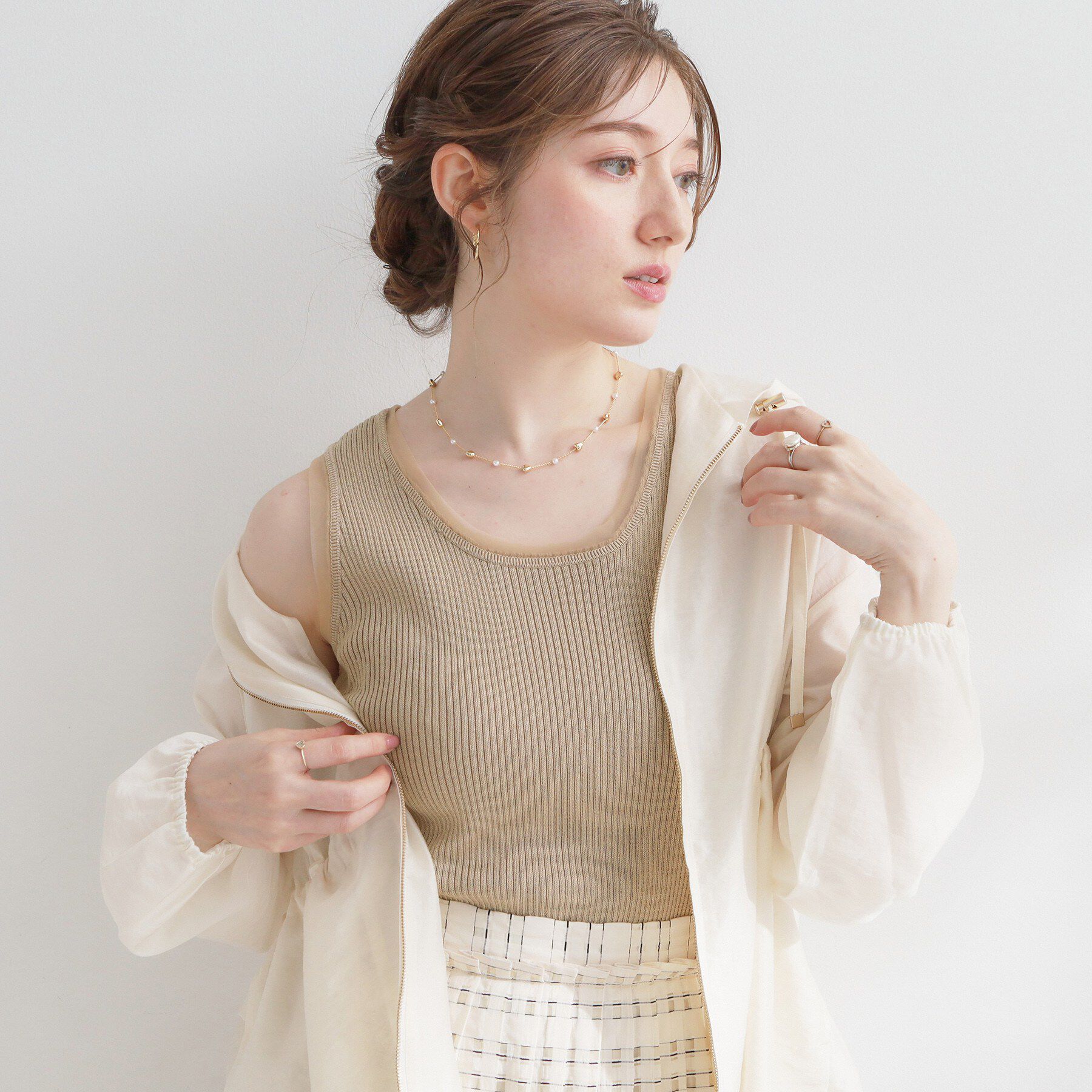 Couture broach「チュール付きタンクトップ」|キャミソール|ベージュ(052)