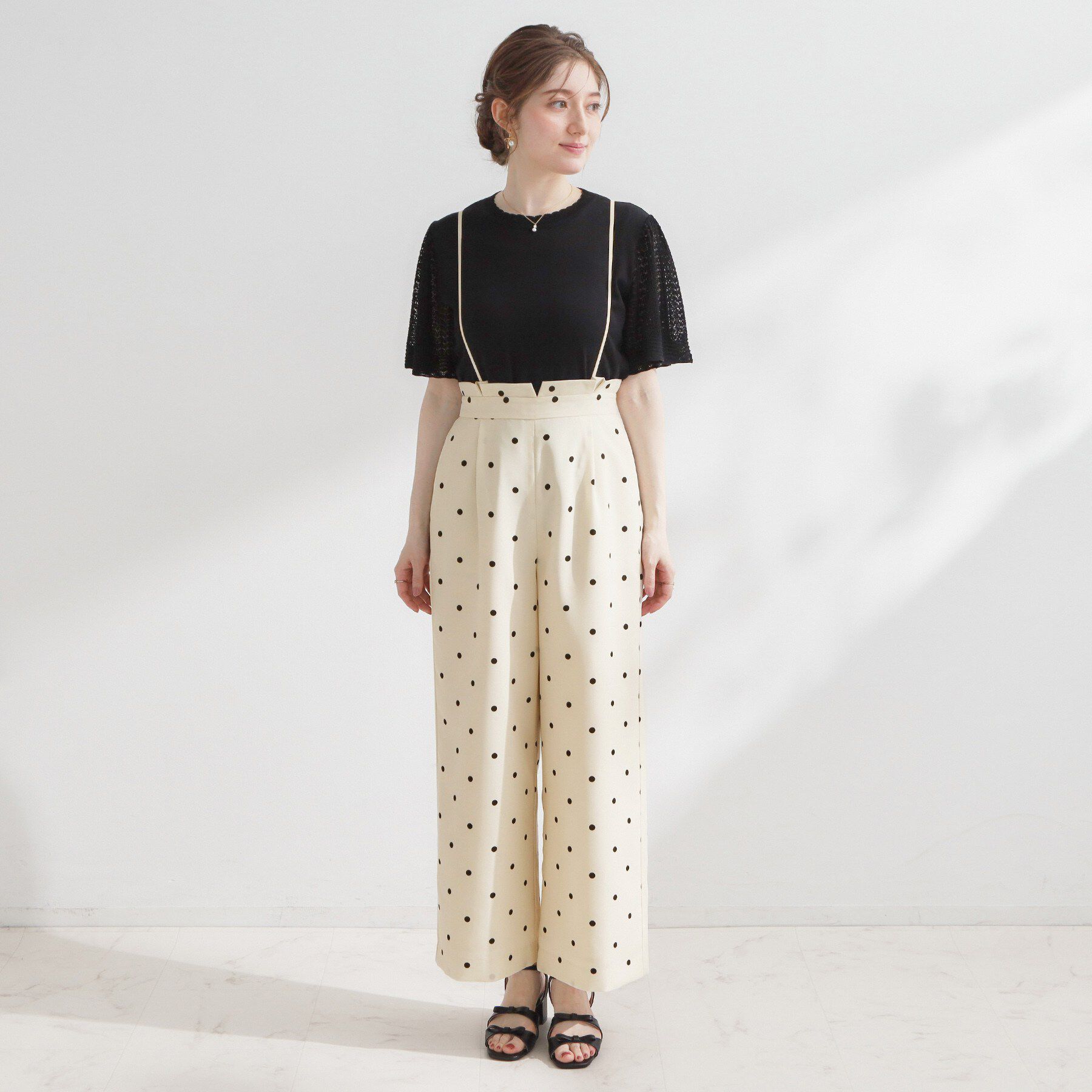 Couture broach「【2WAY・洗える】サスペンダー付き ハイウエストパンツ」|その他|