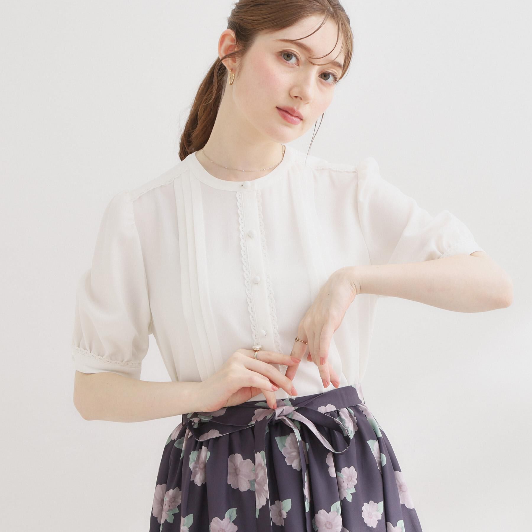 Couture broach「【洗える】ピンタック ブラウス」|シャツ・ブラウス|