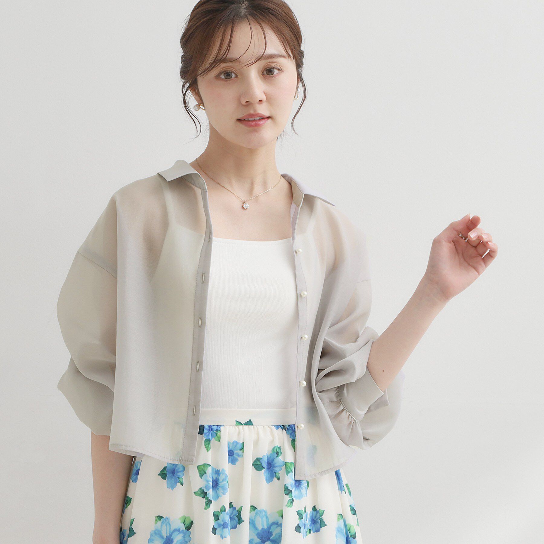 Couture broach「【洗える】ショート丈 シアーシャツ」|シャツ・ブラウス|