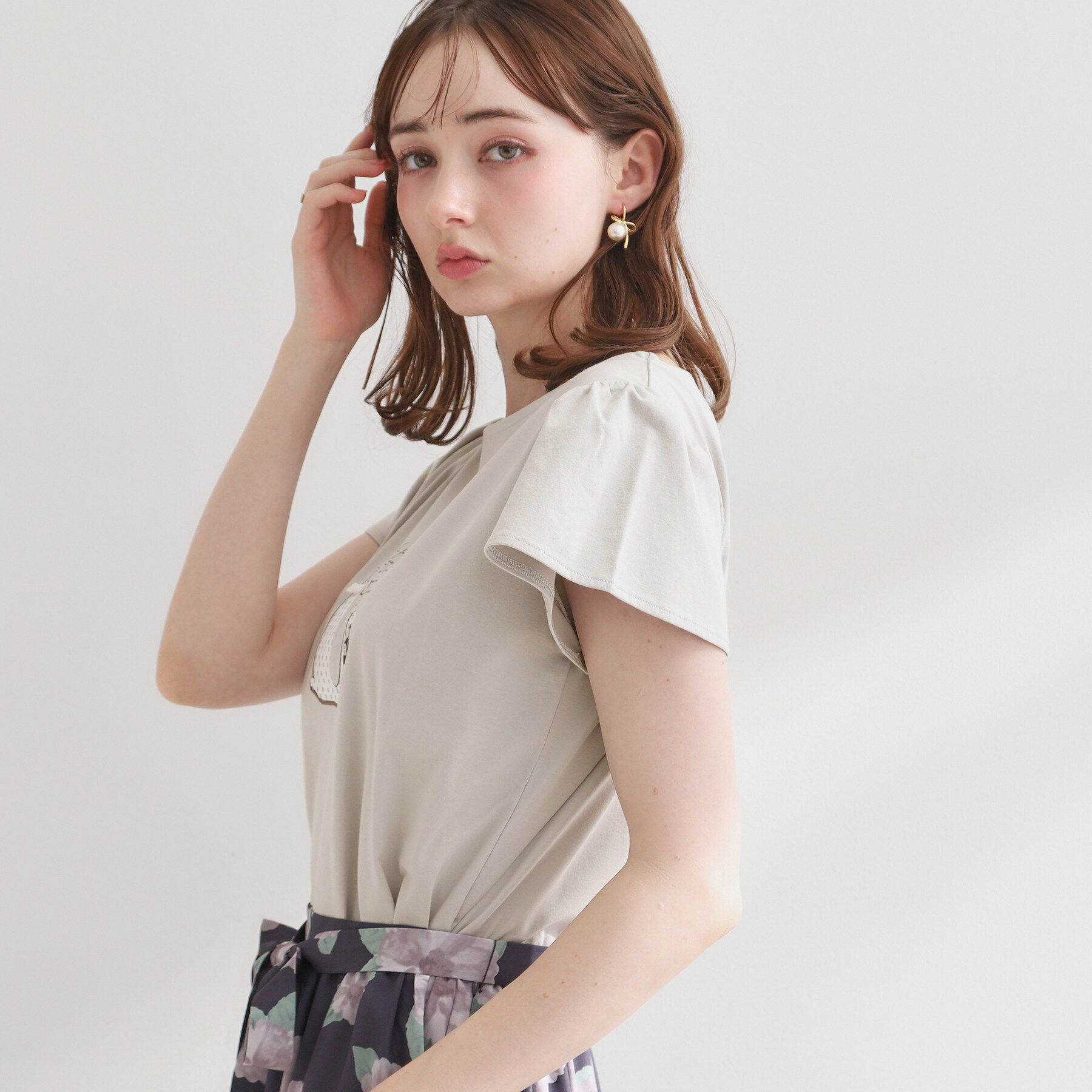 Couture broach「【接触冷感・UVカット・洗える】CATプリントTシャツ」|Tシャツ・カットソー|