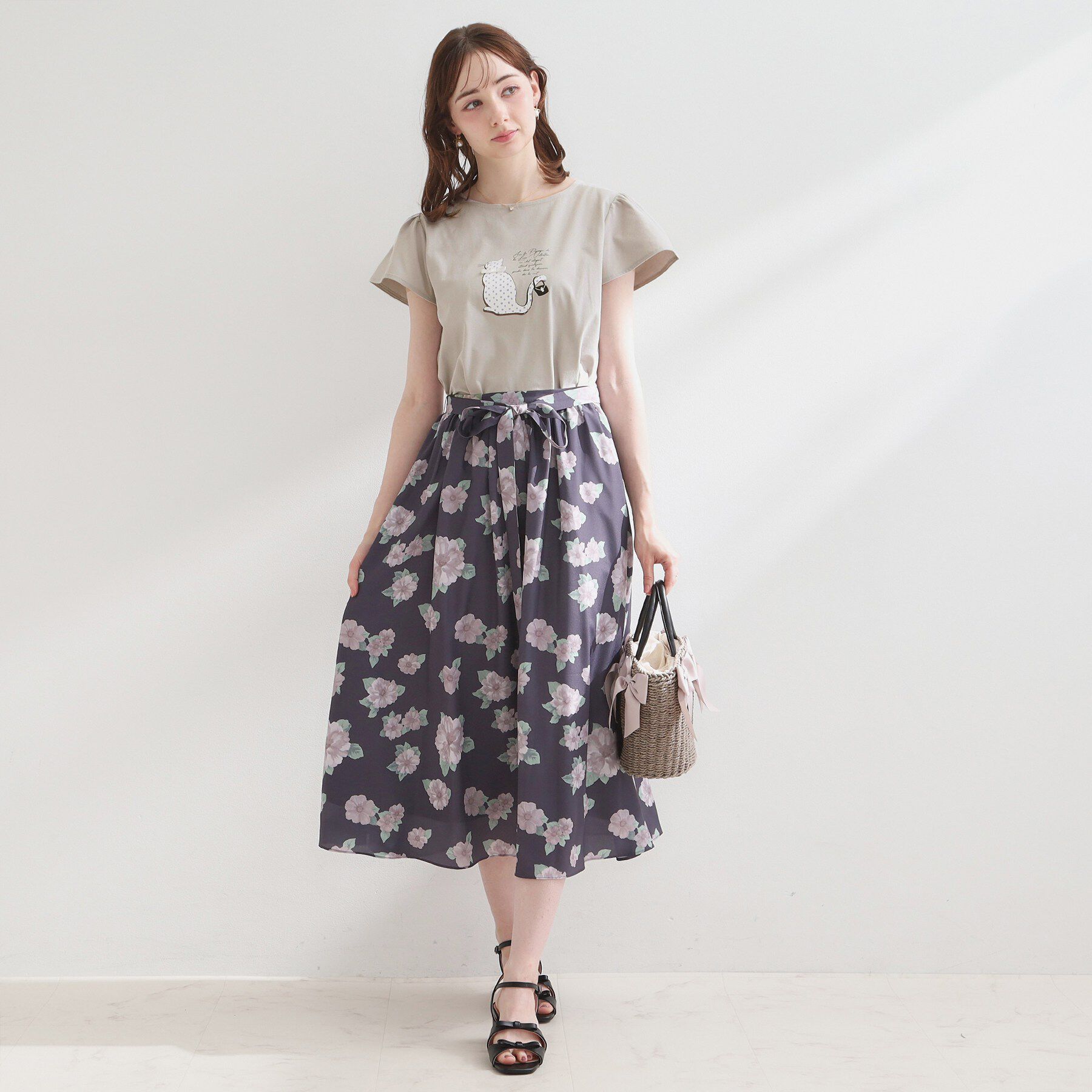 Couture broach「【接触冷感・UVカット・洗える】CATプリントTシャツ」|Tシャツ・カットソー|