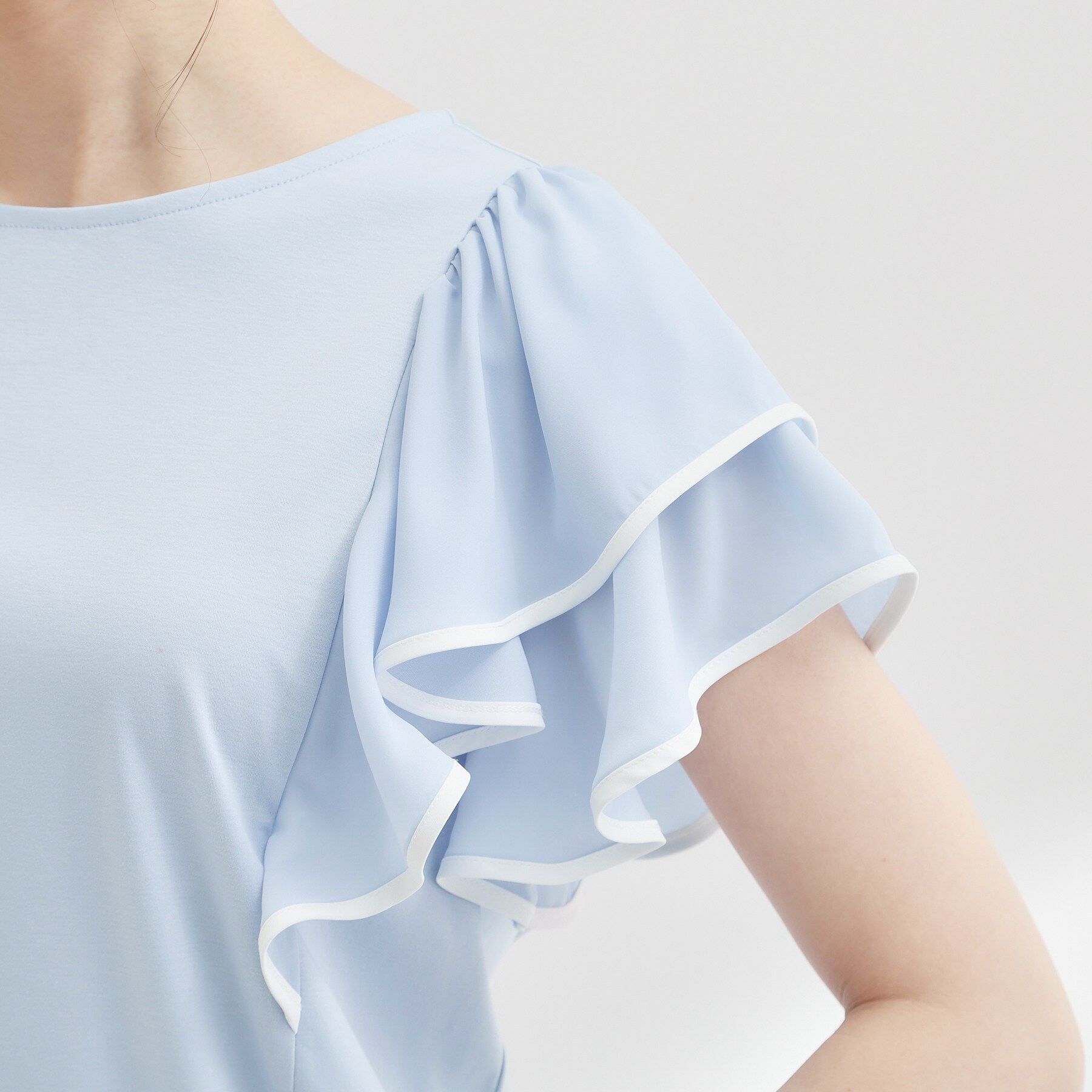 Couture broach「【接触冷感・UVカット・洗える】ラッフル フレアスリーブ トップス」|Tシャツ・カットソー|