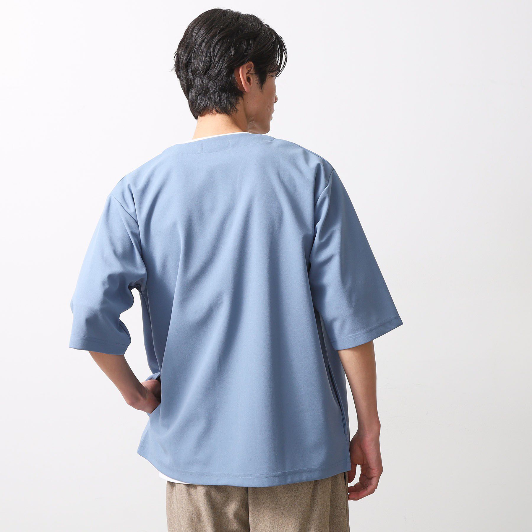 THE SHOP TK「五分袖カーディガン+半袖Tシャツセットアイテム 洗濯機OK」|カーディガン|
