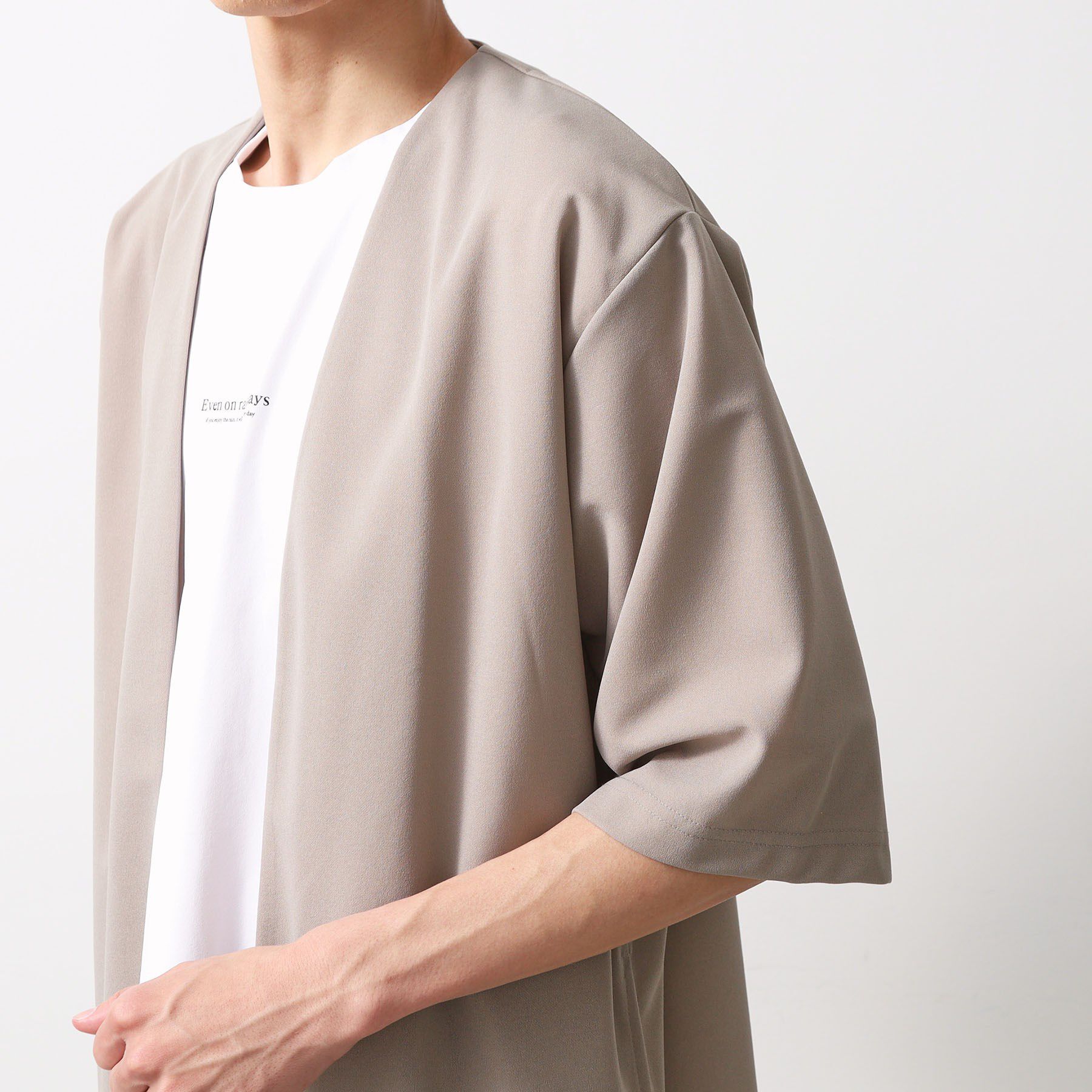 THE SHOP TK「五分袖カーディガン+半袖Tシャツセットアイテム 洗濯機OK」|カーディガン|