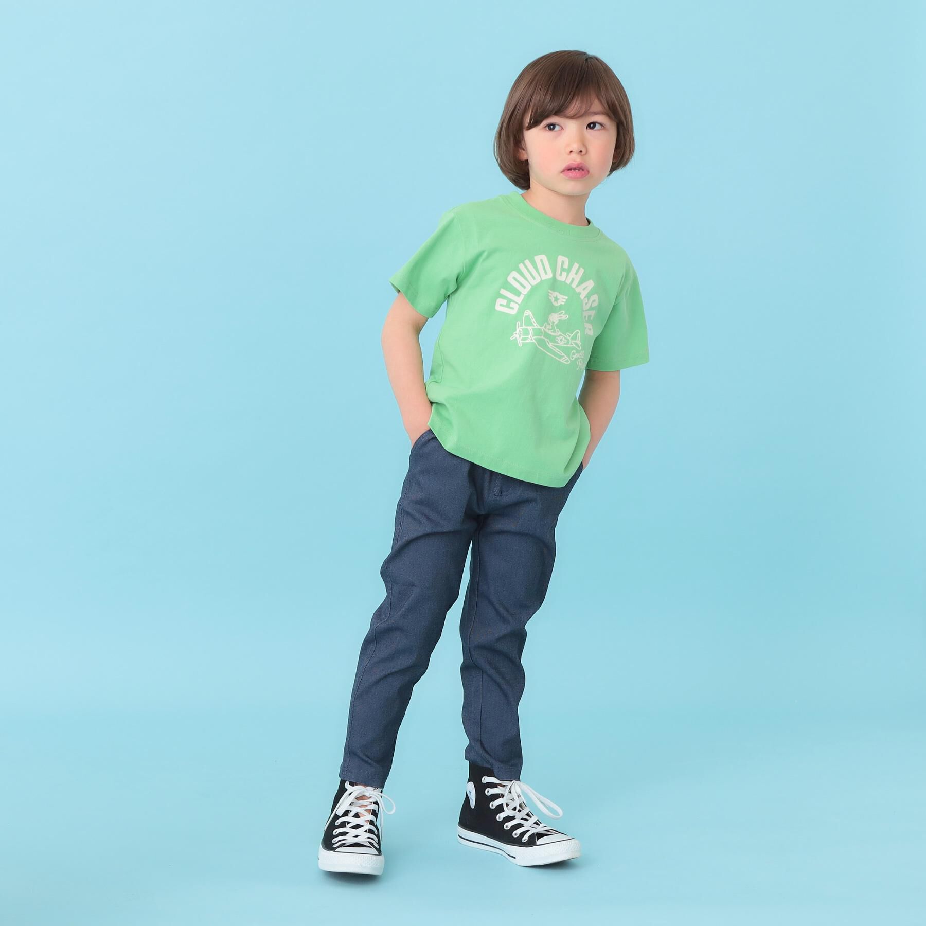 THE SHOP TK「天竺アソートプリント半袖Tシャツ 幾何学アート、スパンコール、飛行機」|Tシャツ・カットソー|