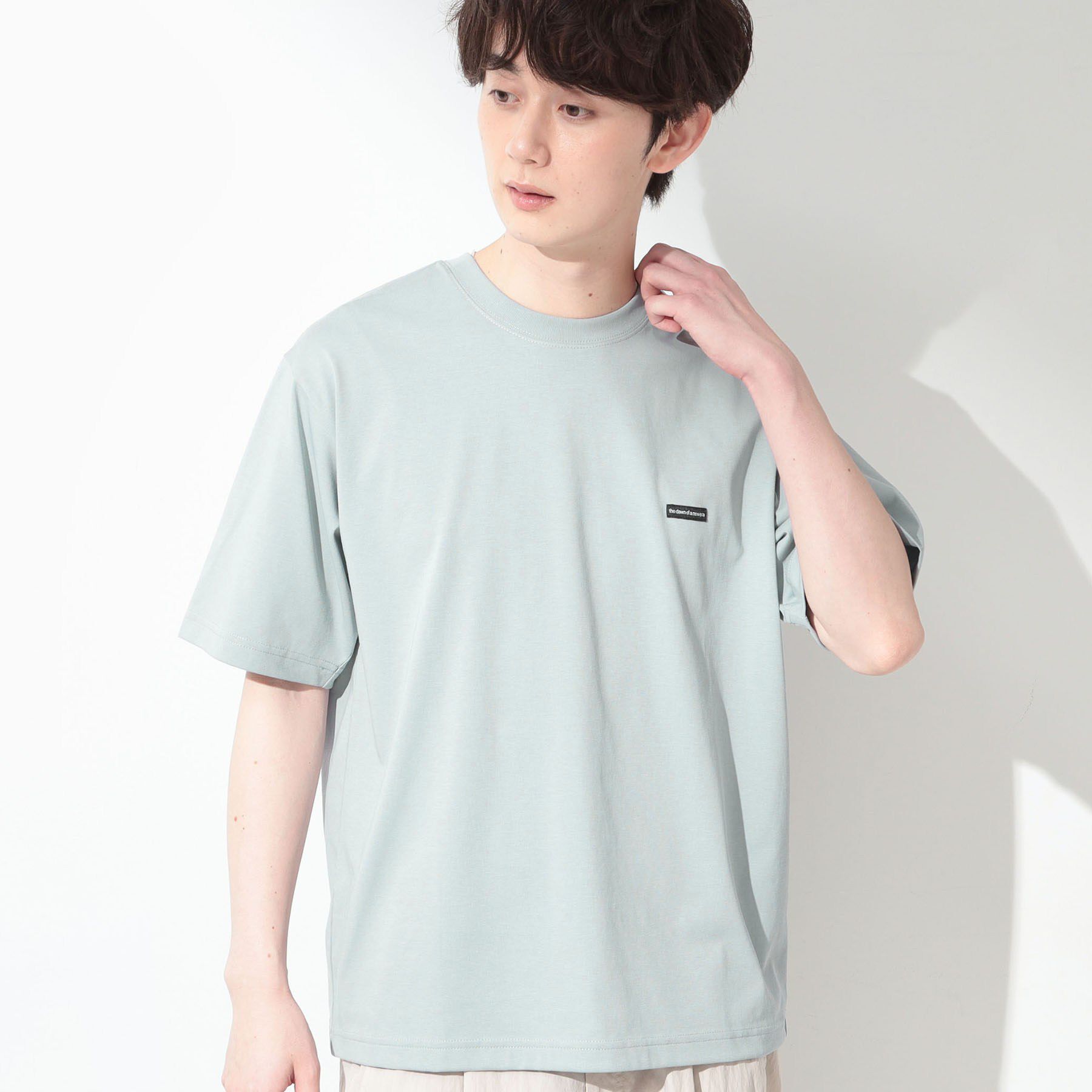 THE SHOP TK「ワンポイント刺繍 半袖Tシャツ 洗濯機OK」|Tシャツ・カットソー|ライトグリーン(02