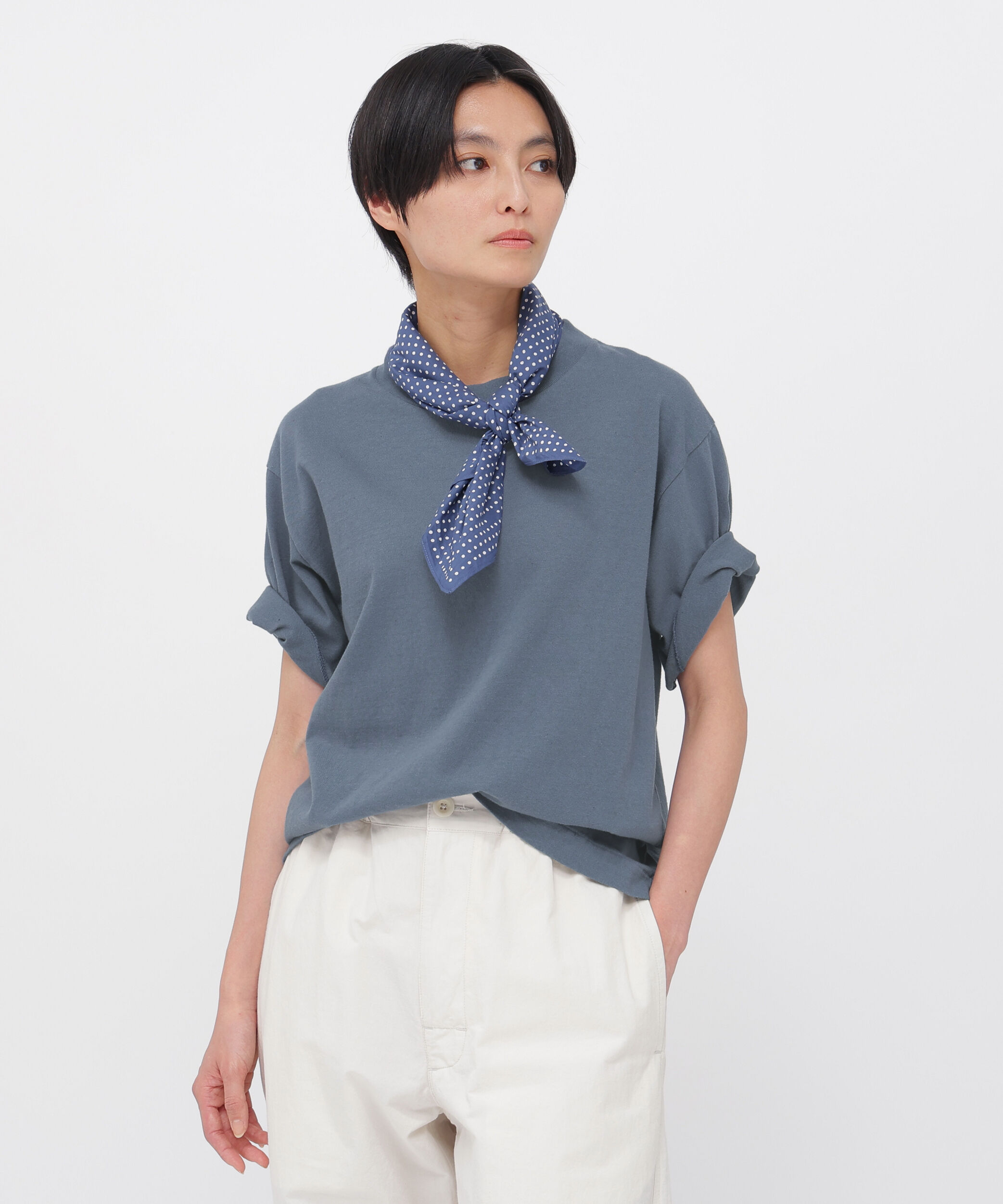 MHL.「UPCYCLED COTTON JERSEY TOP」|Tシャツ・カットソー|MID BLUE3