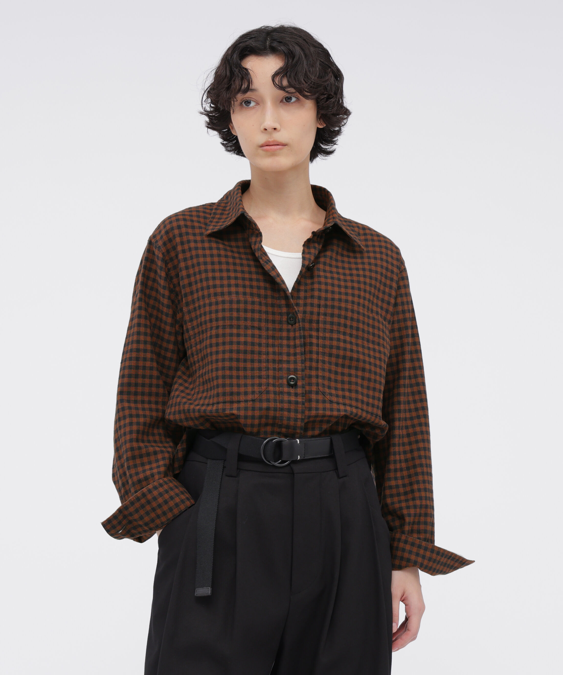 MHL.「FADED LINEN COTTON PLAINWEAVE SHIRT」|シャツ・ブラウス|BROWN
