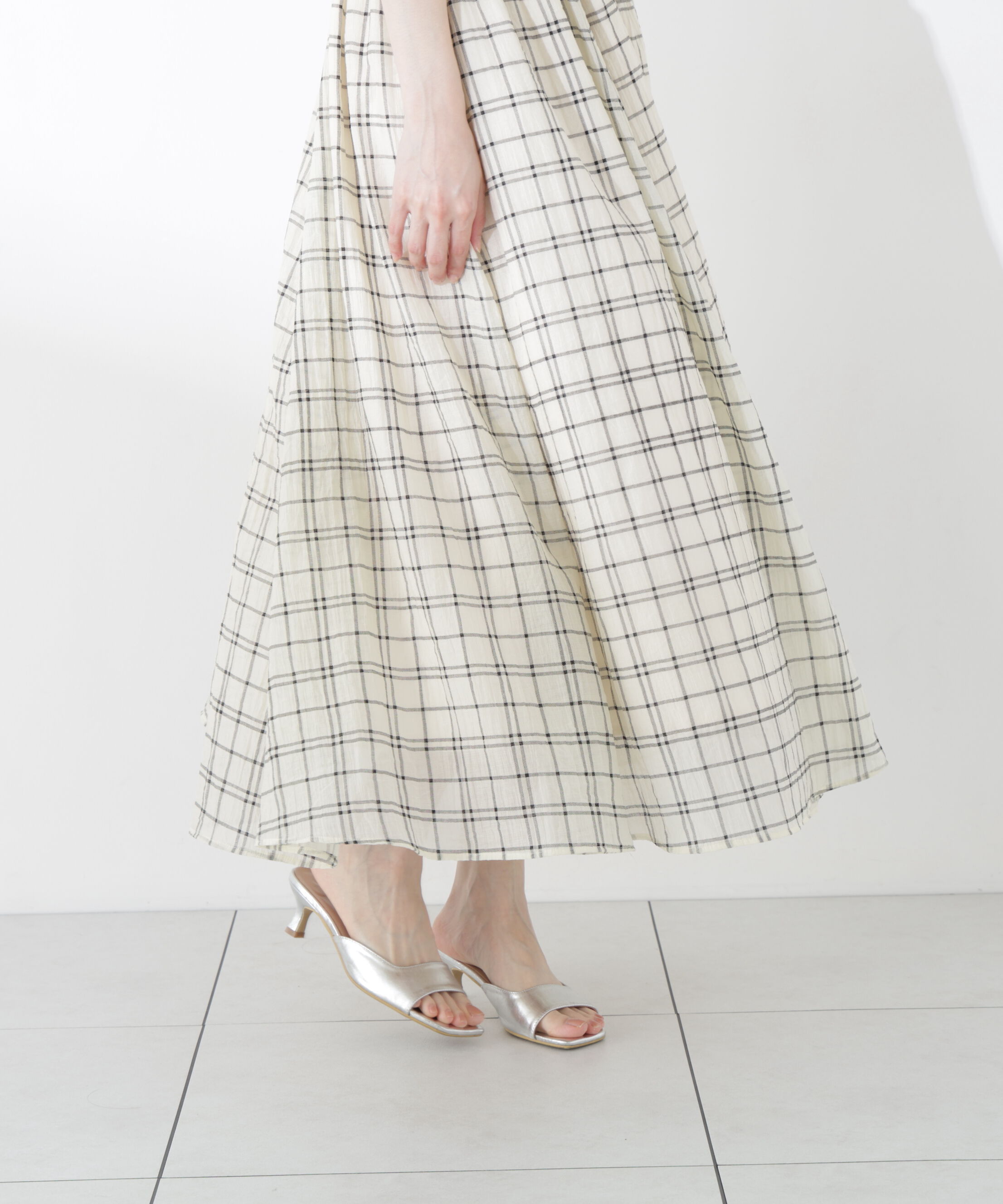 PROPORTION BODY DRESSING「シアーチェックオフショルワンピース26SS」|ワンピース|