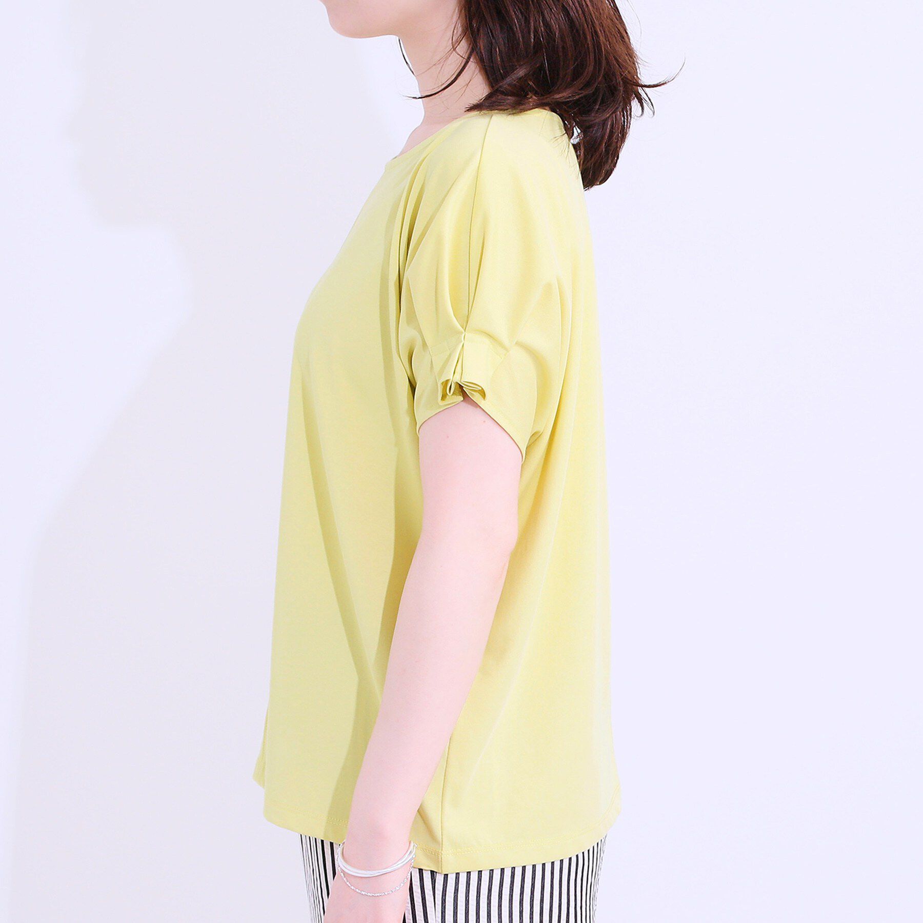SHOO･LA･RUE「【S-LL/UV/プチプラ】お袖タックで好印象 デザインTシャツ」|Tシャツ・カットソー|