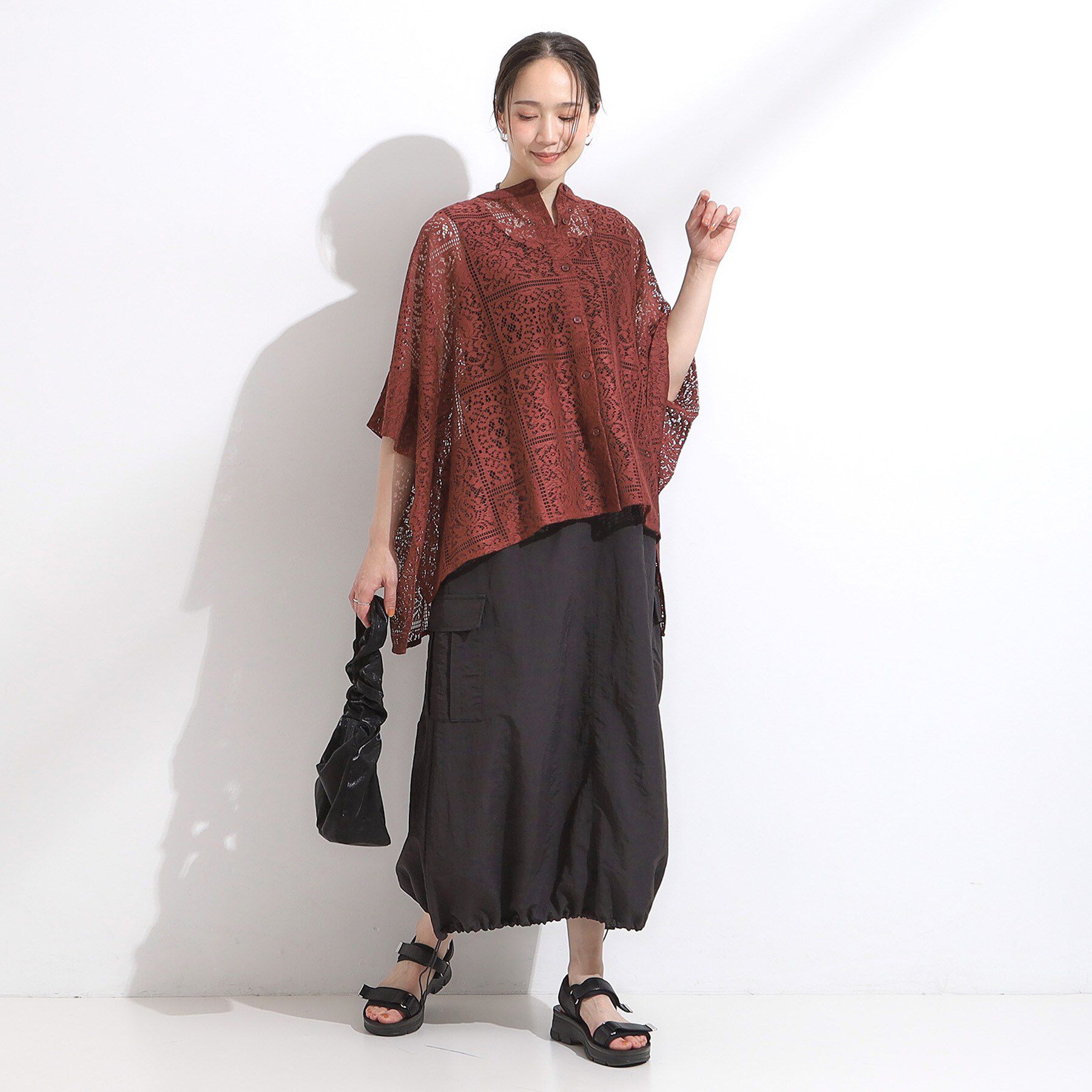 SHOO･LA･RUE「大人レトロスタイルに レースポンチョシャツ」|シャツ・ブラウス|