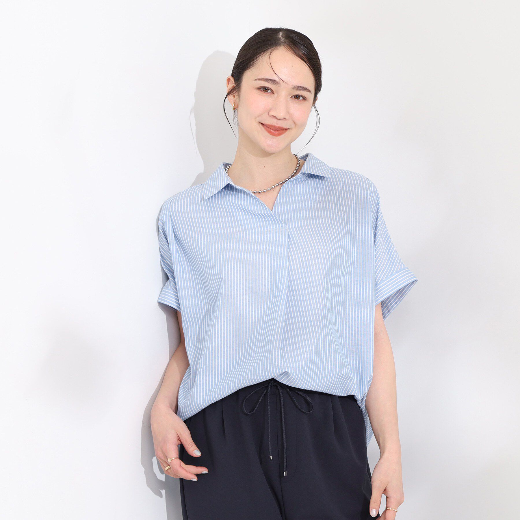 SHOO･LA･RUE「【ひんやり/UV】インせず着られる フレンチリネンスキッパーシャツ」|シャツ・ブラウス|