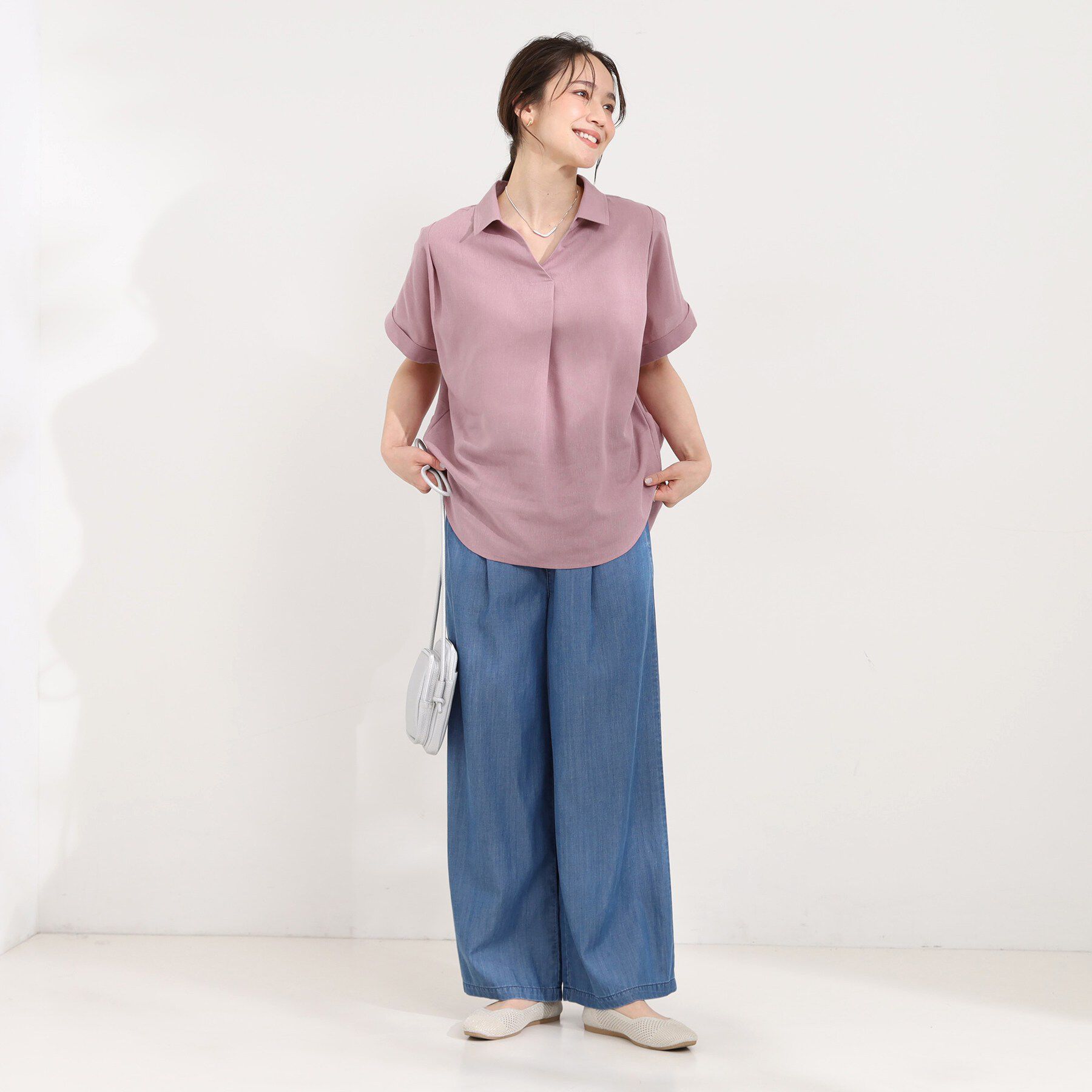 SHOO･LA･RUE「【ひんやり/UV】インせず着られる フレンチリネンスキッパーシャツ」|シャツ・ブラウス|