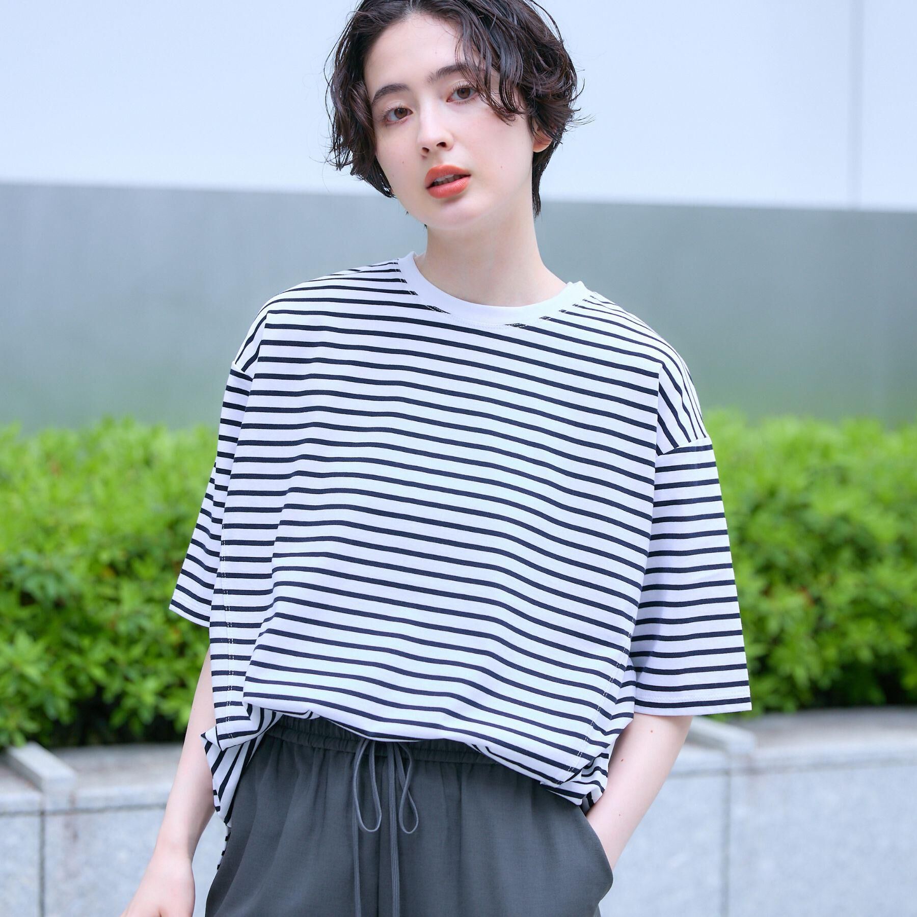 Dessin「【UVカット/接触冷感】プレーティングTシャツ」|Tシャツ・カットソー|ホワイト(302)
