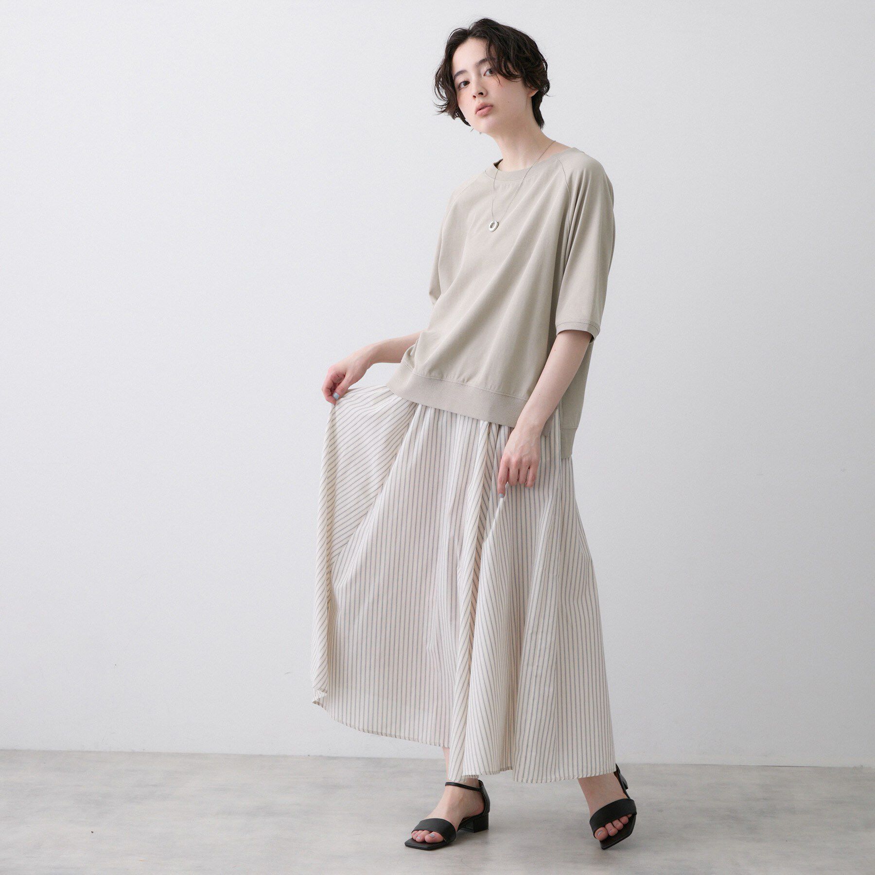 Dessin「【UVカット/接触冷感】フォルムカットソー5分袖」|Tシャツ・カットソー|