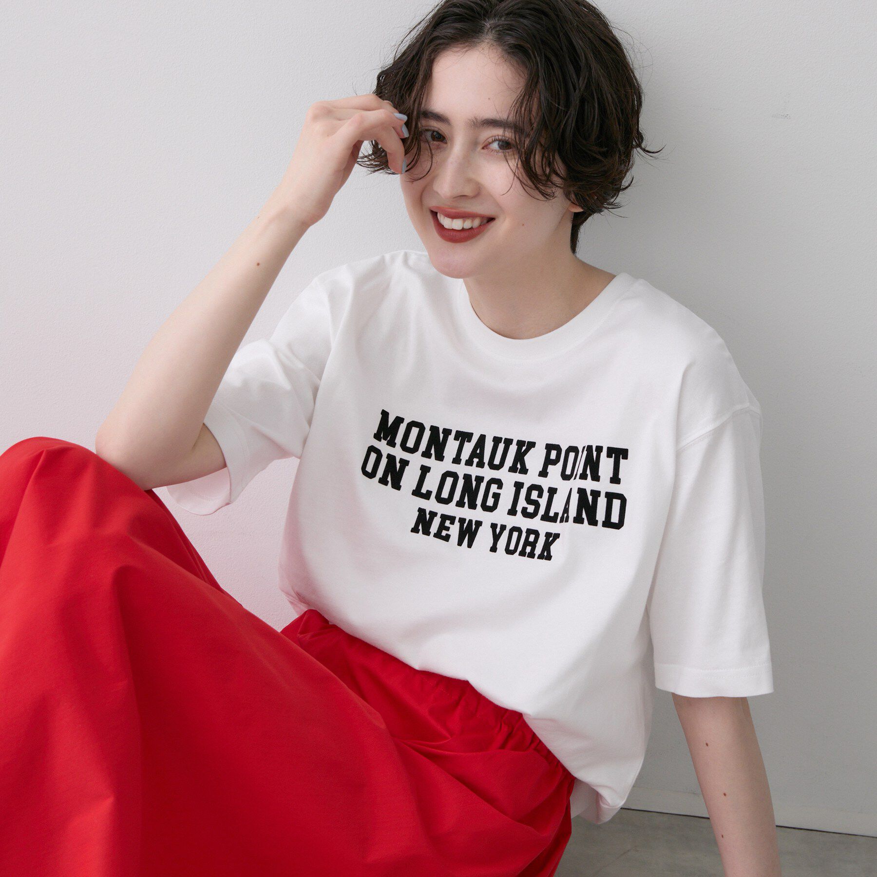 Dessin「【ユニセックス/洗える】オーガニックロゴTシャツ」|Tシャツ・カットソー|ホワイト(001)