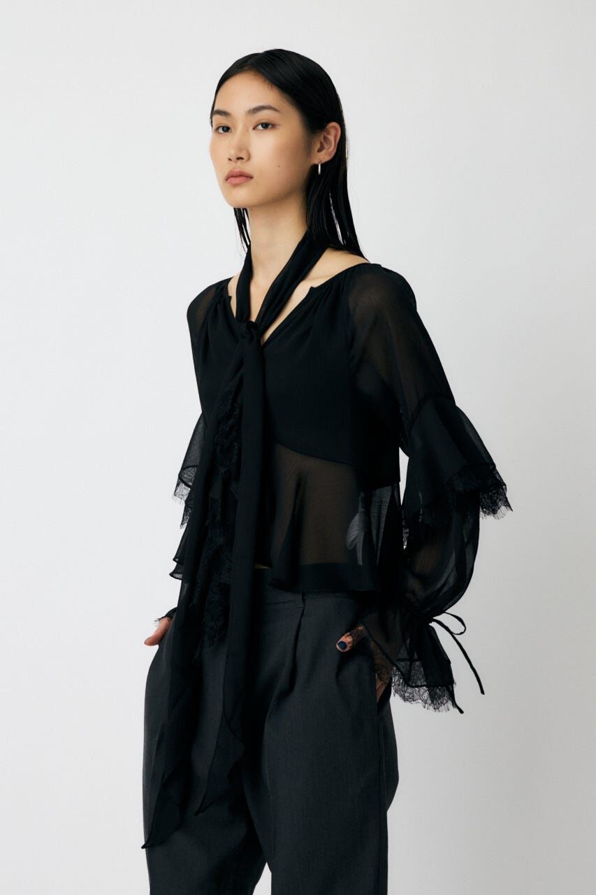 MOUSSY「LACE TRIM TIE ブラウス」|シャツ・ブラウス|