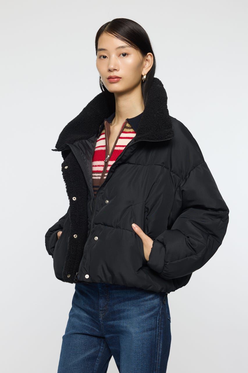 MOUSSY「STAND COLLAR PUFFER ジャケット」|ブルゾン・スタジャン|BLK