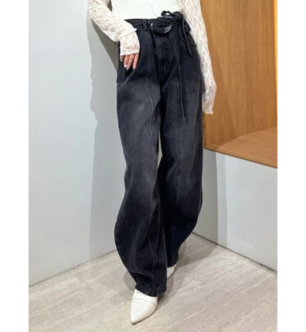 CALNAMUR「ローズモチーフルフパデニムパンツ」|その他|ブラック