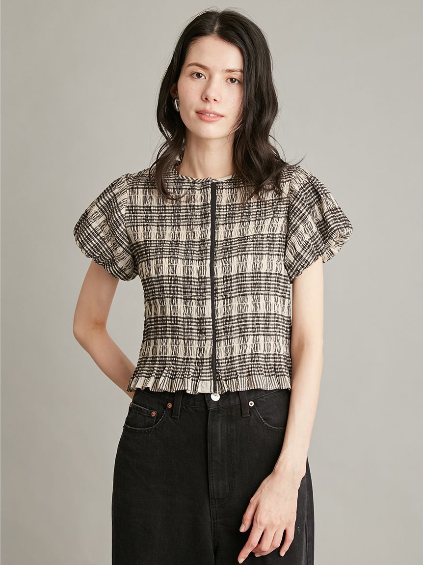 Mila Owen「【WEB限定カラー】シャーリングブラウス」|シャツ・ブラウス|