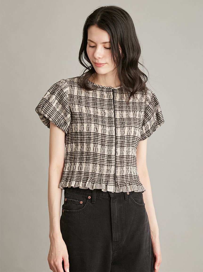 Mila Owen「【WEB限定カラー】シャーリングブラウス」|シャツ・ブラウス|