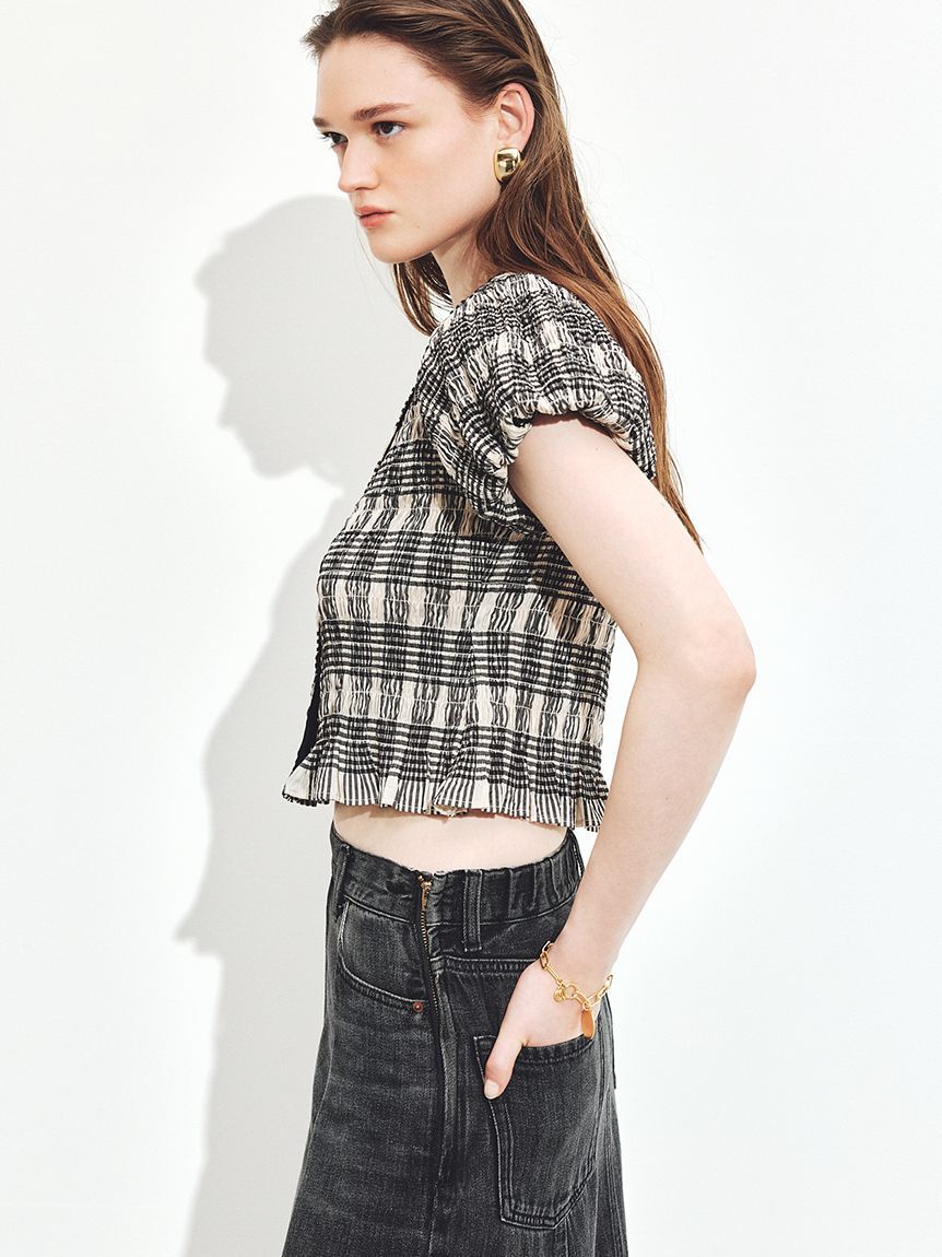 Mila Owen「【WEB限定カラー】シャーリングブラウス」|シャツ・ブラウス|