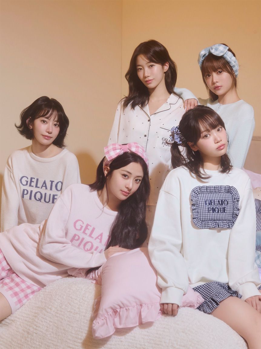 gelato pique「リブカーディガン&チェックロングパンツセット」|ルームウェア|