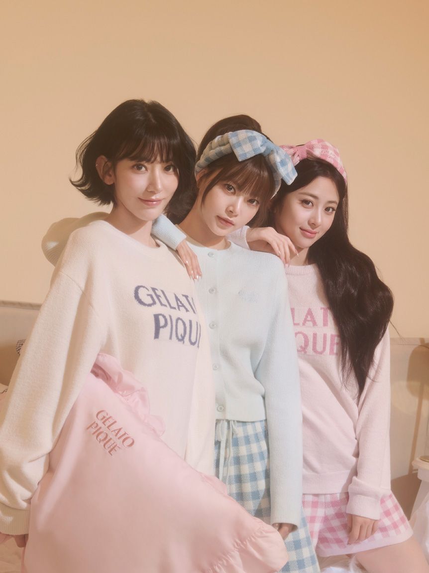 gelato pique「リブカーディガン&チェックロングパンツセット」|ルームウェア|