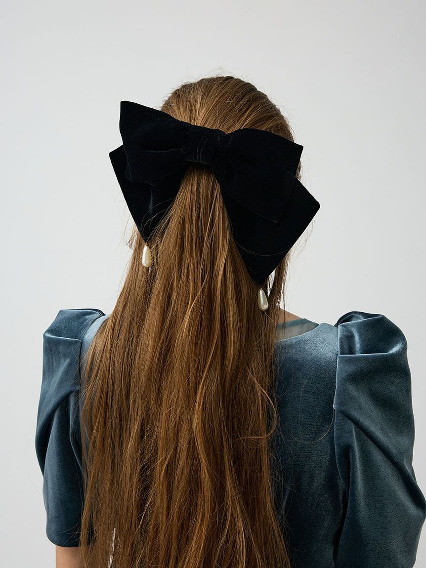 LILY BROWN「ドロップパールリボンバレッタ」|ヘアバンド|
