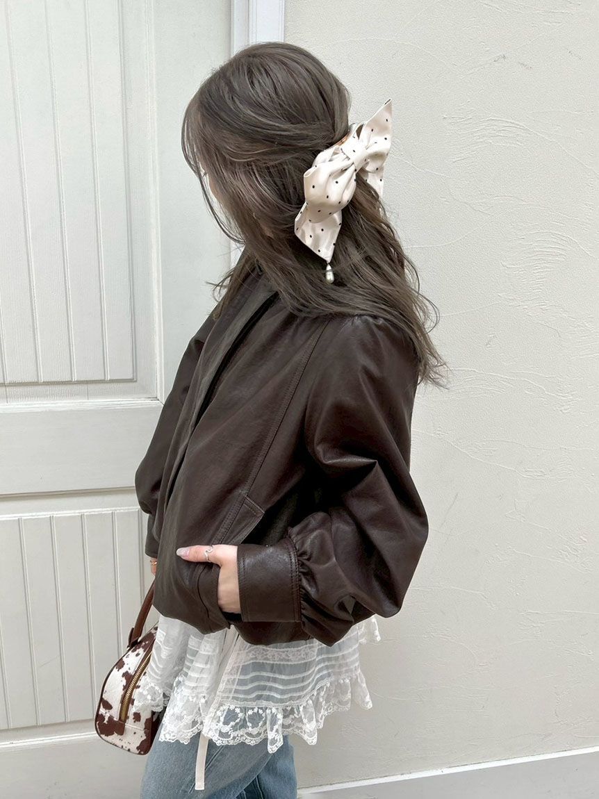 LILY BROWN「ドロップパールリボンバレッタ」|ヘアバンド|
